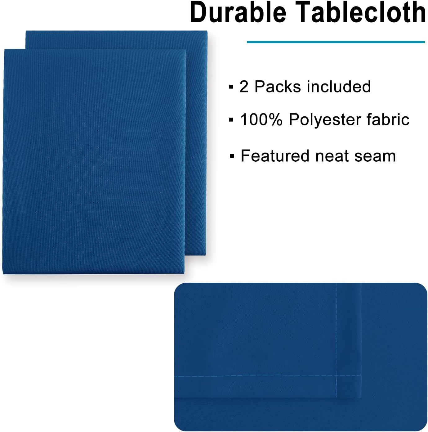 Hiasan 2 Pieces Royal Blue Tablecloth Rectangle - Waterproof and Washable Fabric Table Cloth for Card Tables, 52 x 70 Inch