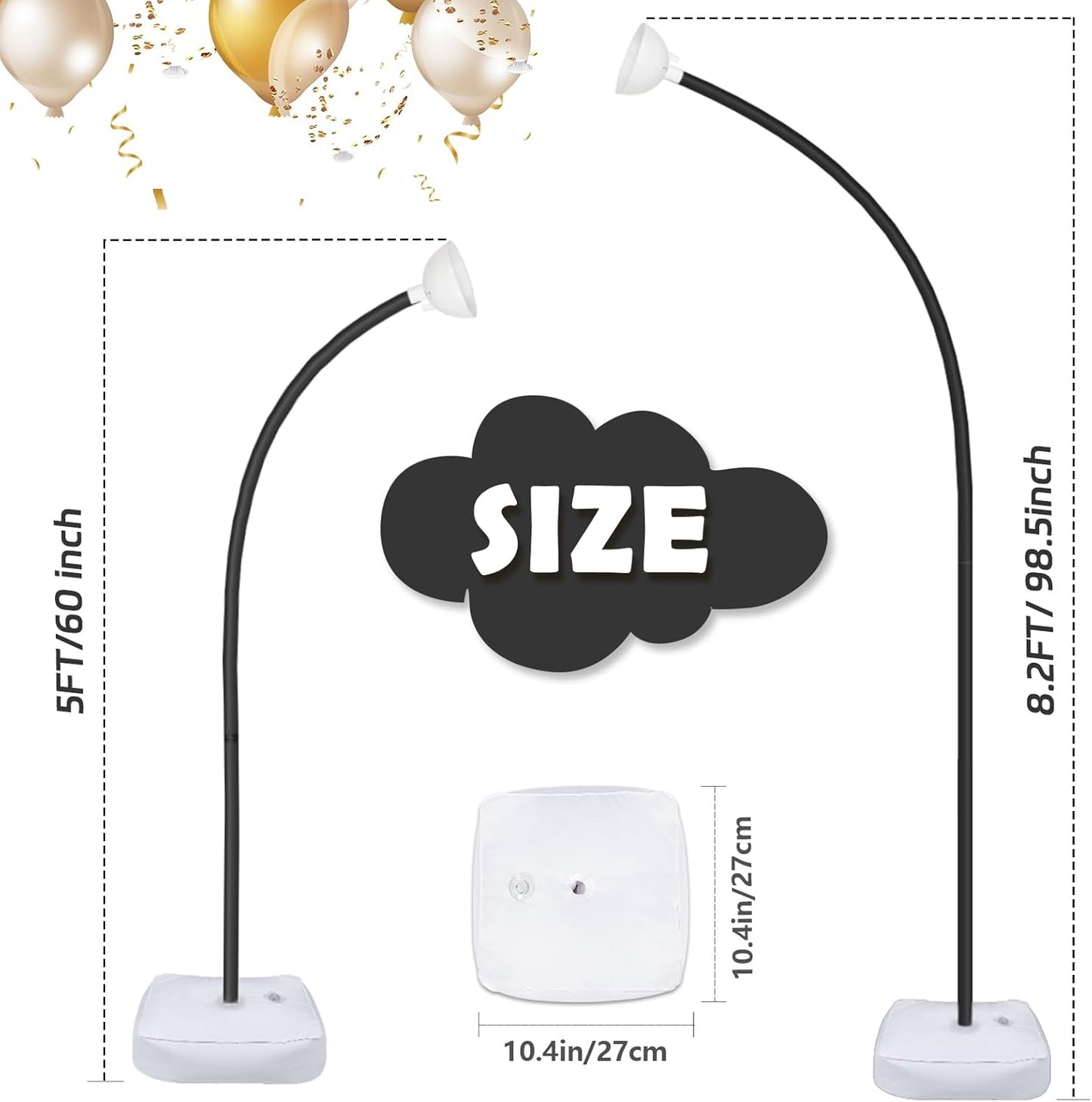 OurWarm 9.35FT & 6FT Balloon Arch Kit, Free Bending Shape Balloon Arch Stand with Base, Floor Half Balloon arch for Wedding Birthday Party Baby Shower Yard Lawn Home Graduation Party Decorations