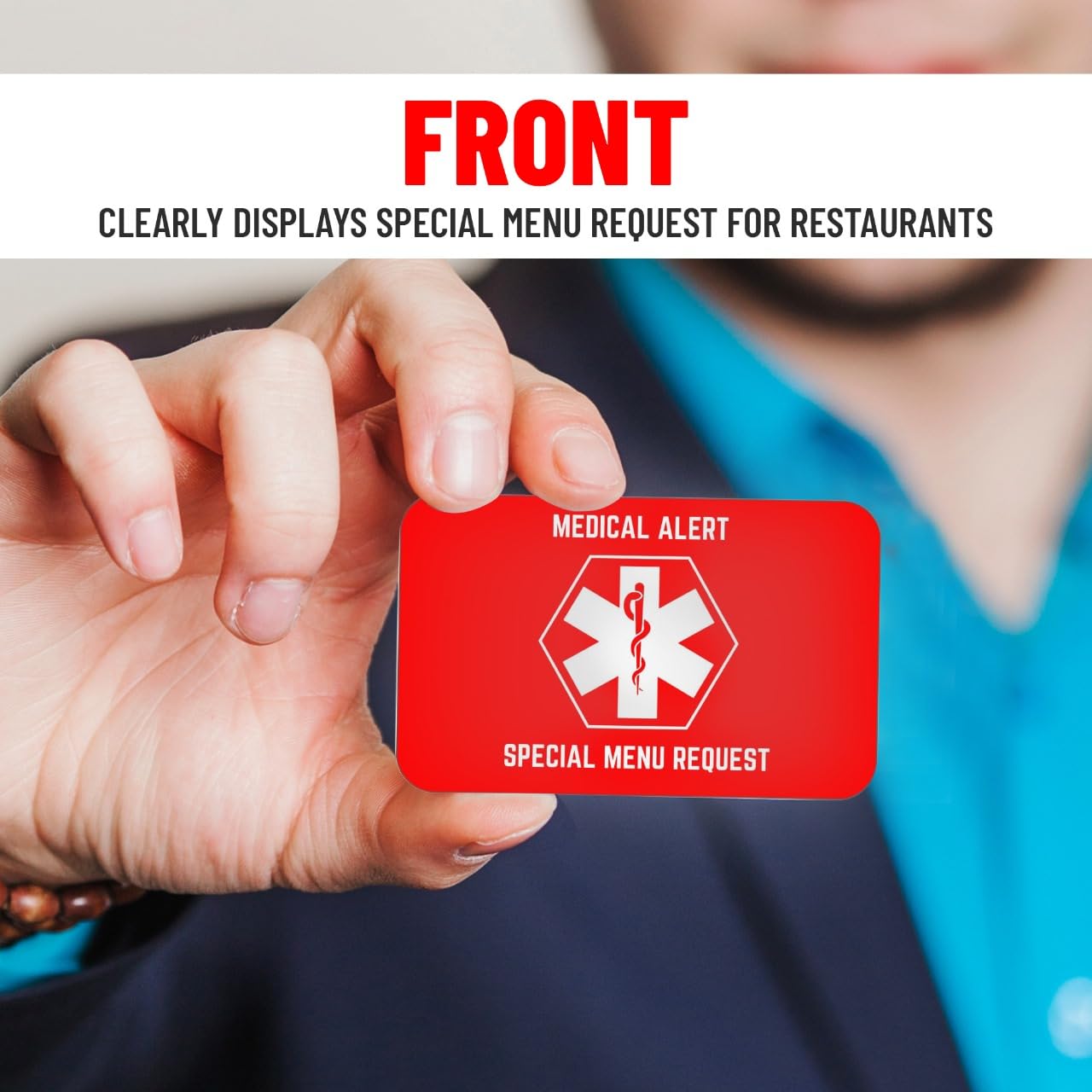 Bariatric Card for Restaurants, Special Menu Request Card, Portion Control Restaurant Request for Bariatric or Gastric Sleeve Patients, Wallet Sized, Set of 2 (5, Red, 3.375in x 2.125in)