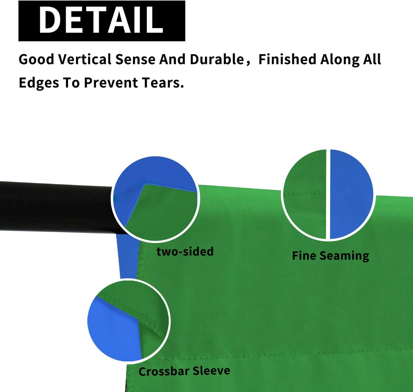 ISSUNTEX 5X7 ft Background Muslin Backdrop, Photo Studio, Collapsible High Density Screen for Video Photography and Television-Blue/Green