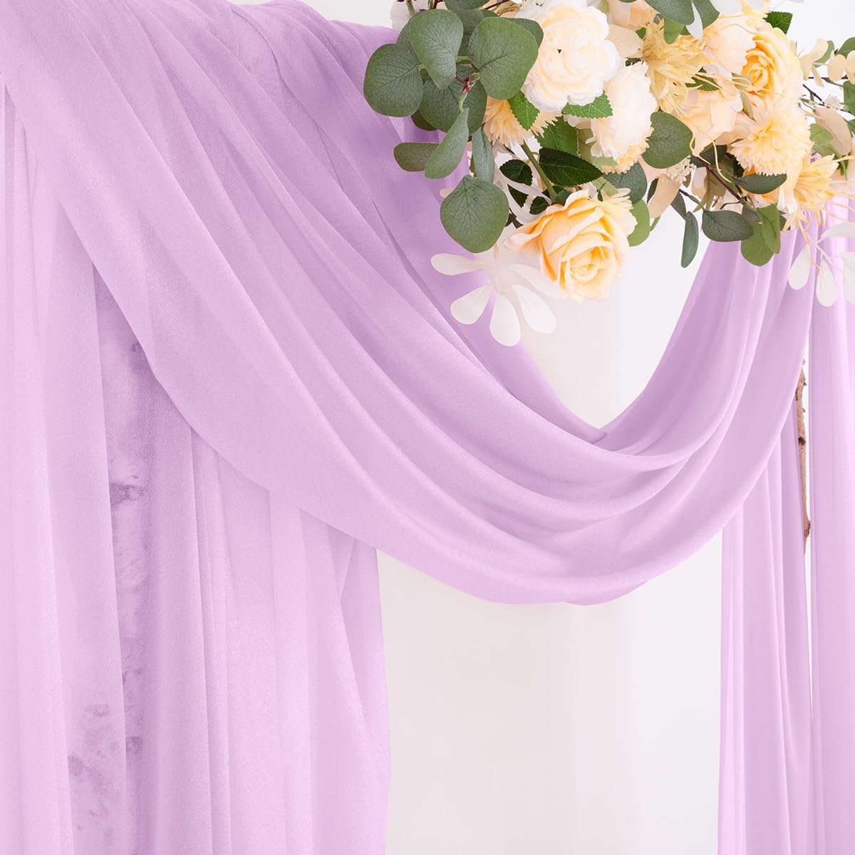 Socomi Lilac Purple Wedding Arch Draping Fabric 29" x 20Ft 2 Panels Sheer Outdoor Curtain Drapes Extra Long for Bridal Baby Shower Ceremony Birthday Party Decor