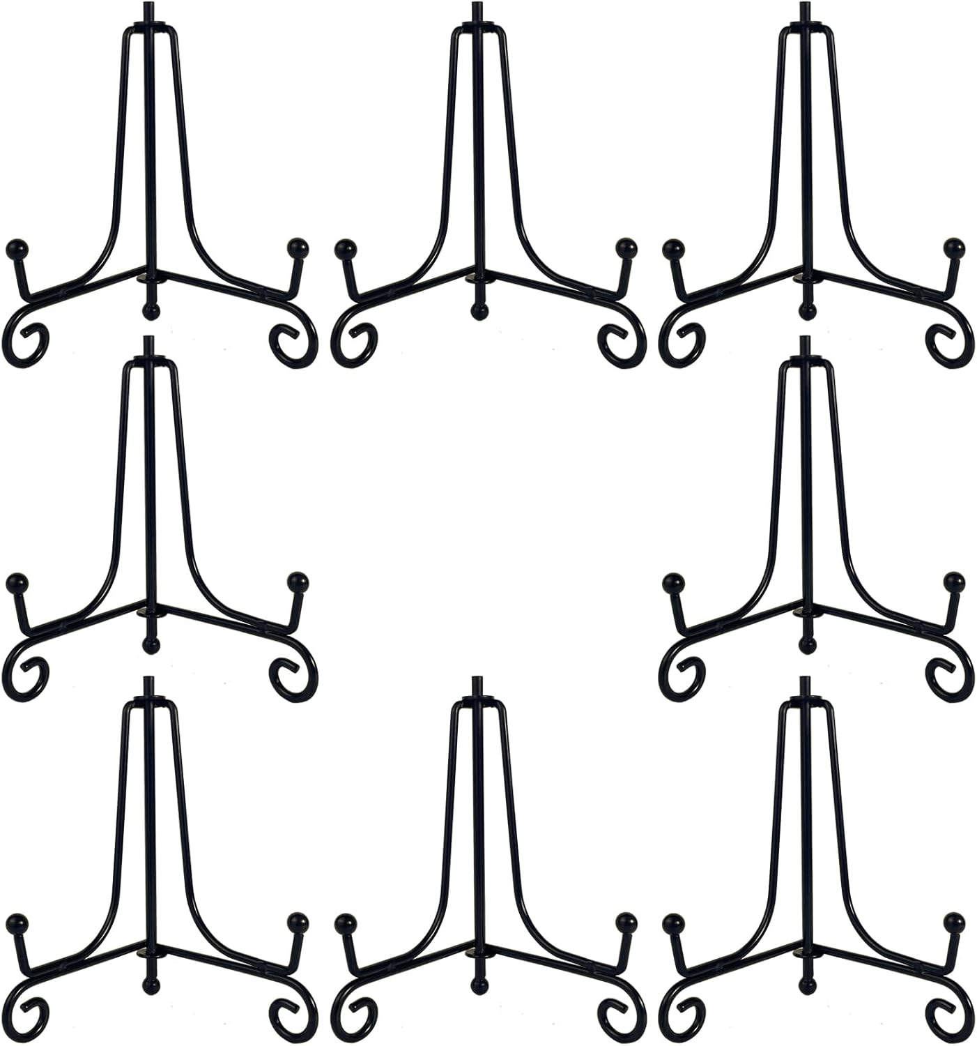 8PCS Premium Black Iron Plate Stands for Display 4 Inch, Decorative Solid Metal Plate Holders for Displaying, Mini Easel, Frame, Book, Card, Plaque, Bowl, Picture Stands for Display