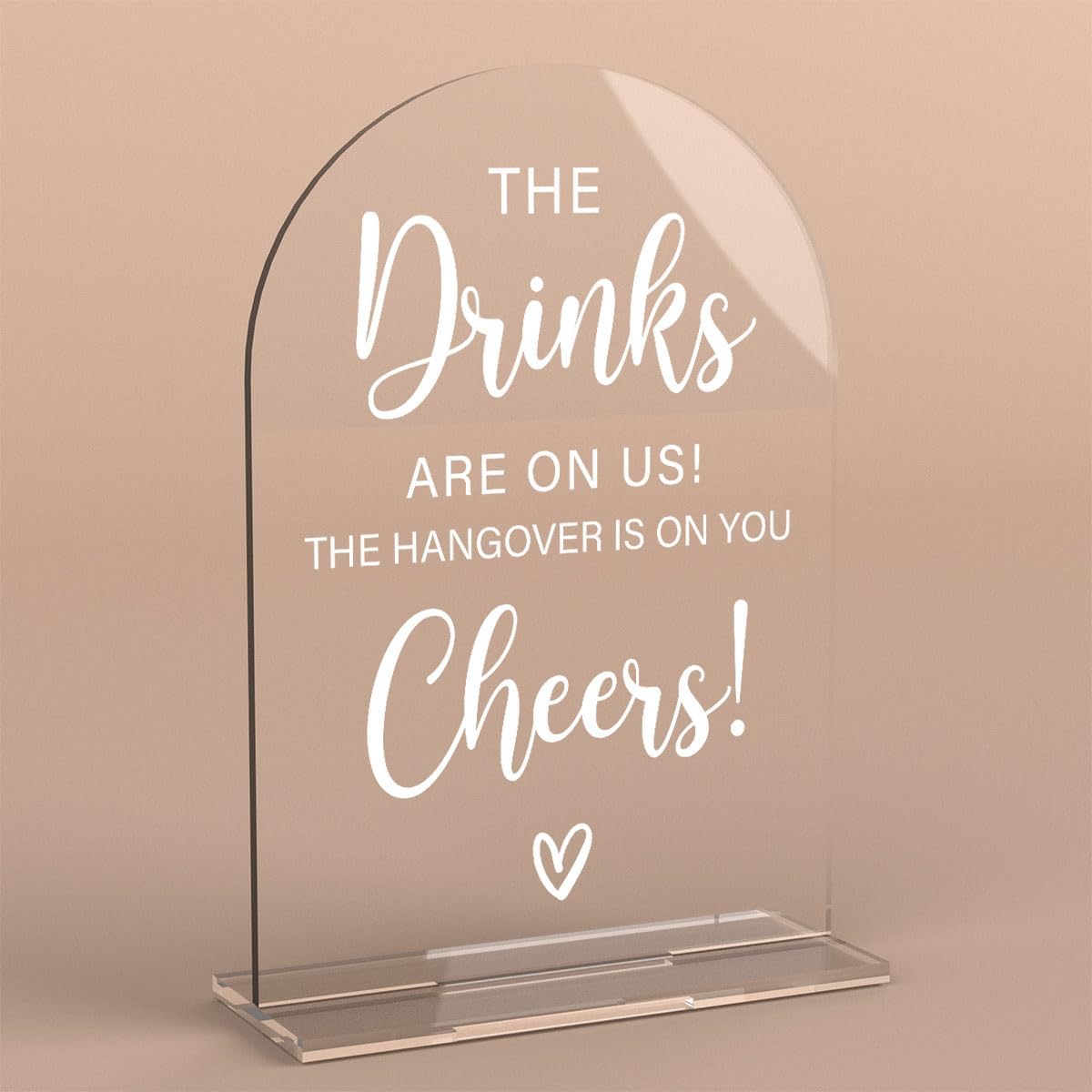 Acrylic Wedding Sign, Bridal Shower Decorations, The Drinks Sign for Ceremony, Modern Font Table Signs, Acrylic Table Top Signs for Wedding Reception and Event Party (Clear)