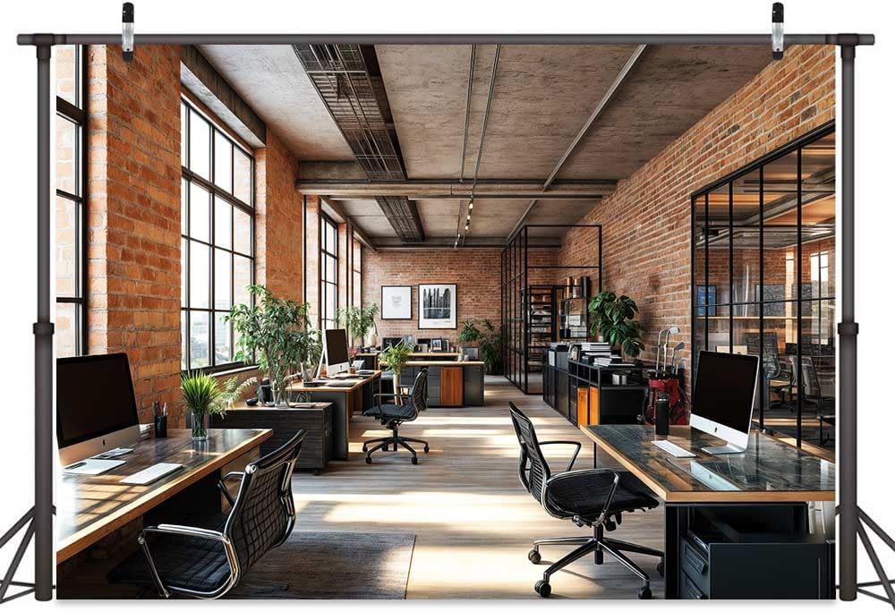 7X5ft Office Video Photo Backdrop Photography Background for Recording Conference, Zoom Home Podcast Backdrops Photo Booth Prop Decorations Wall Decor Tablecloth