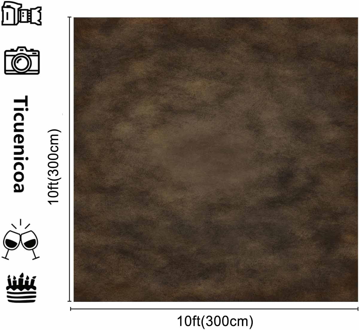 10x10ft Dark Brown Mottled Texture Photography Backdrop for Portrait Photo Studio Prop Abstract Background for Photographyer