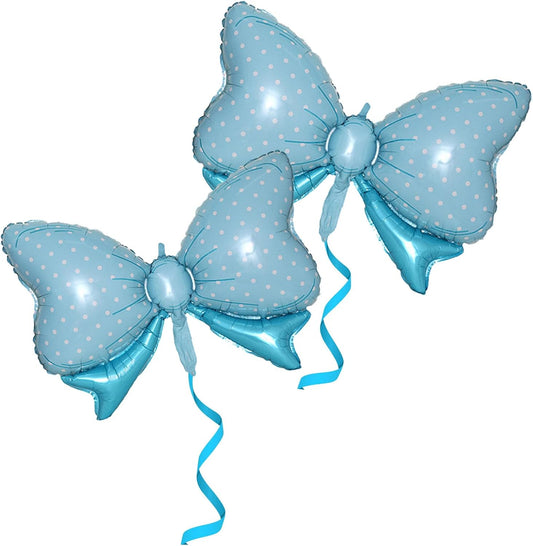 36 Inches Bow Foil Balloon Huge Bowtie Blue Balloon for Baby Shower, Wedding, Kids Theme Party Decoration (Blue 1)