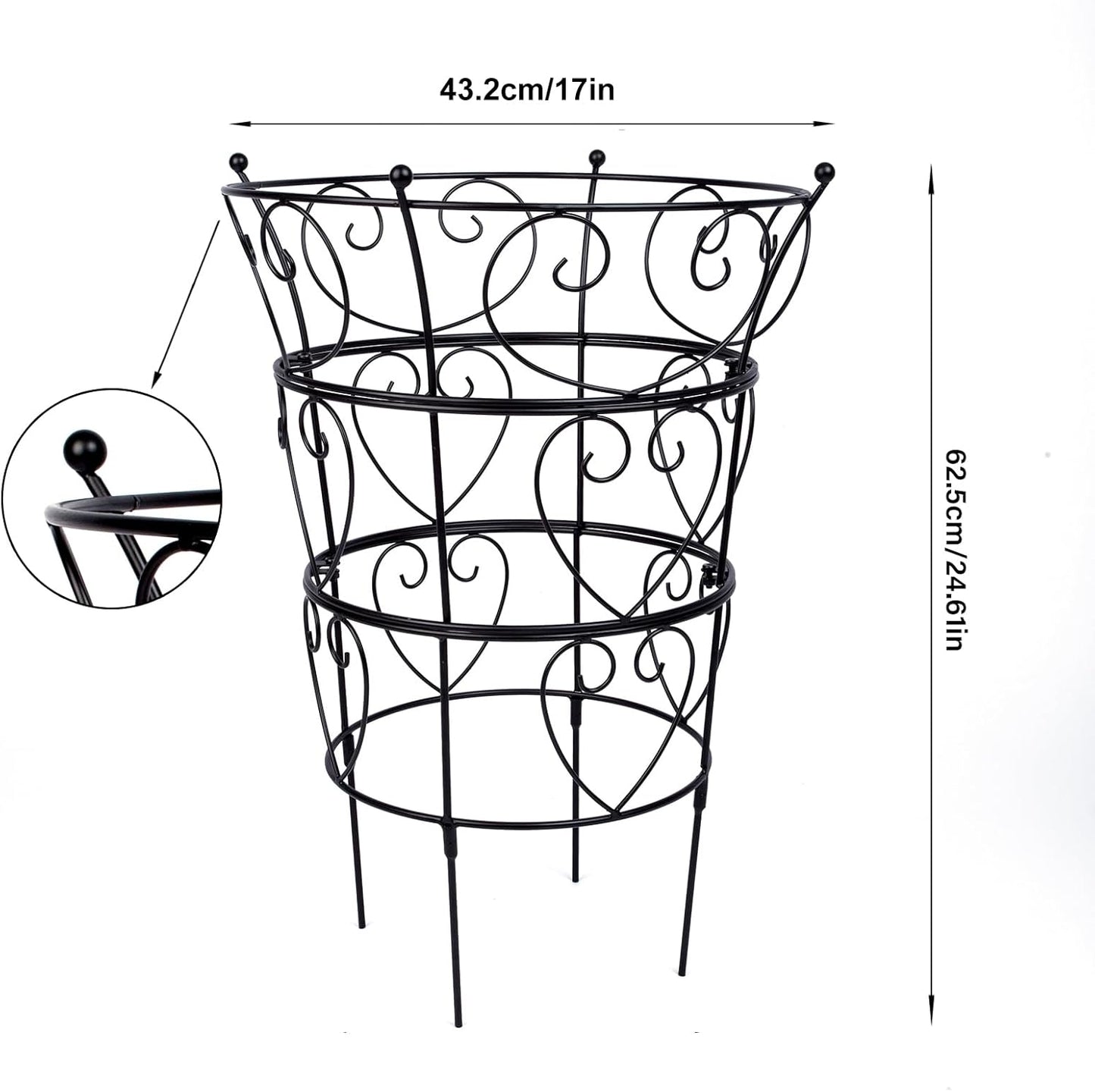 Large Obelisk Trellis Peony Cage 24.6x17 Inches - Premium Metal Plant Support for Outdoor Gardens, Easy Assembly, Sturdy Design, Perfect for Climbing Plants
