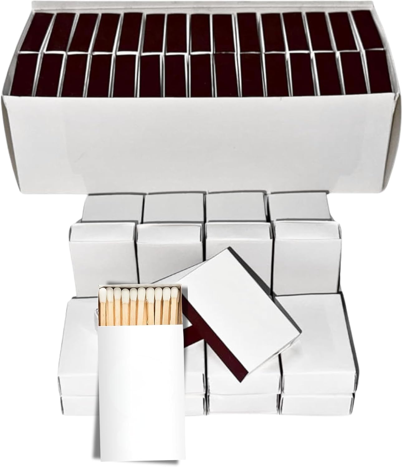 25 Boxes Blank White Wooden Matches | Strike on Box Matchboxes Traditional Wooden Matchsticks | Wedding Party Event Favors to Customize