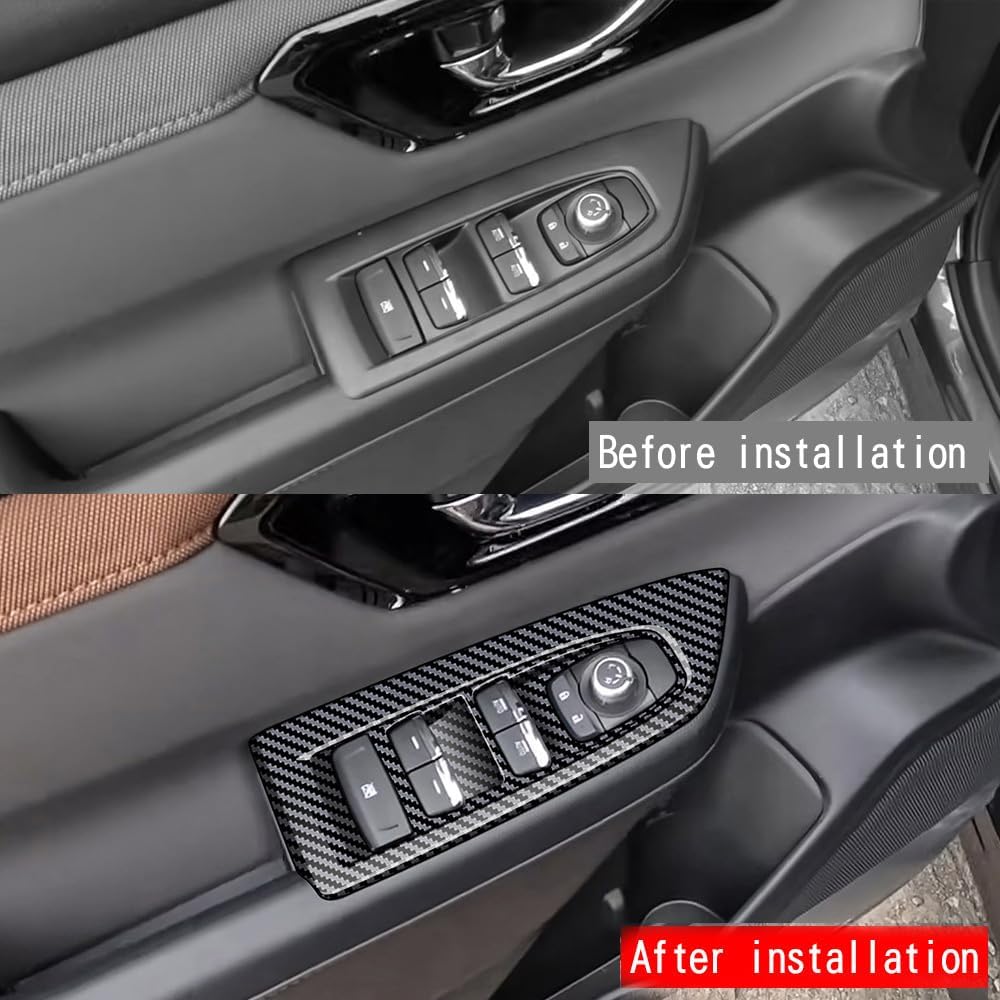 4pcs Carbon Fiber Style Front Rear Doors Window Glass Lift Switch Panel Cover Decorative Sticker Protection Car Interior Accessories for 2025 Subaru Forester KT17