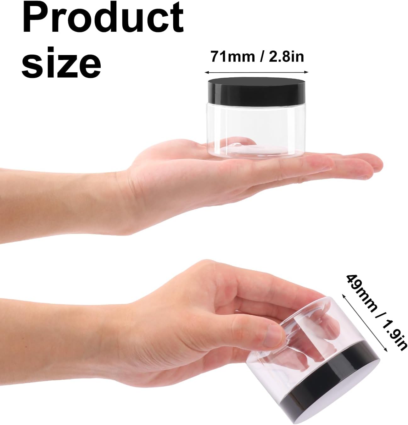 80 Packs 4 OZ Transparent Plastic Jars with black Lids, Body Butter Containers, Cosmetic Containers jars for Kitchen Ingredients, beads, sequins, Lotion, Cream, DIY Crafts and More by KUKLIPJIM.