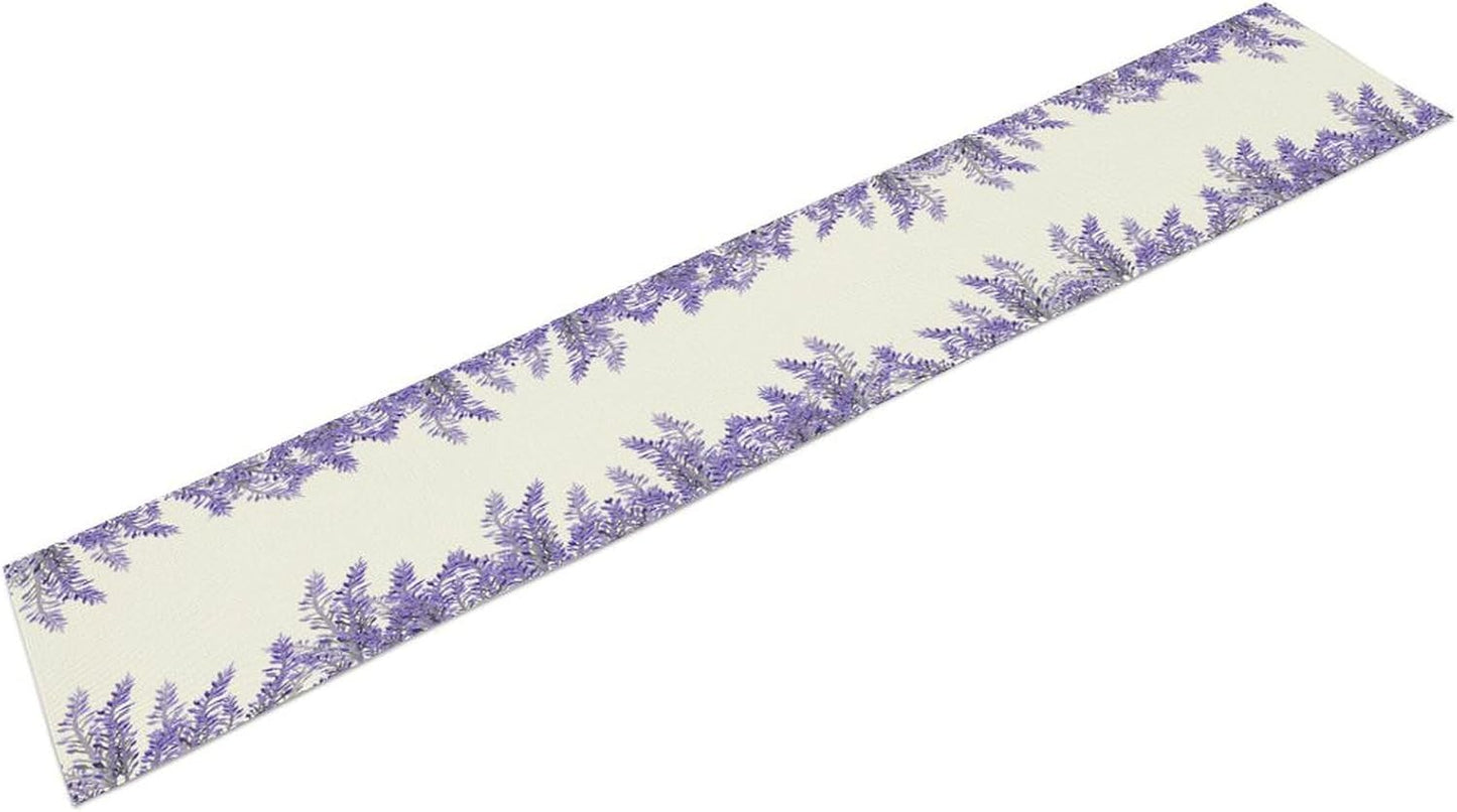 Purple Lavender Table Runner Vintage Watercolor Modern Kitchen Restaurant Decoration Suitable for Indoor and Outdoor Wedding Party Banquet Table Runner 13x90 Inch