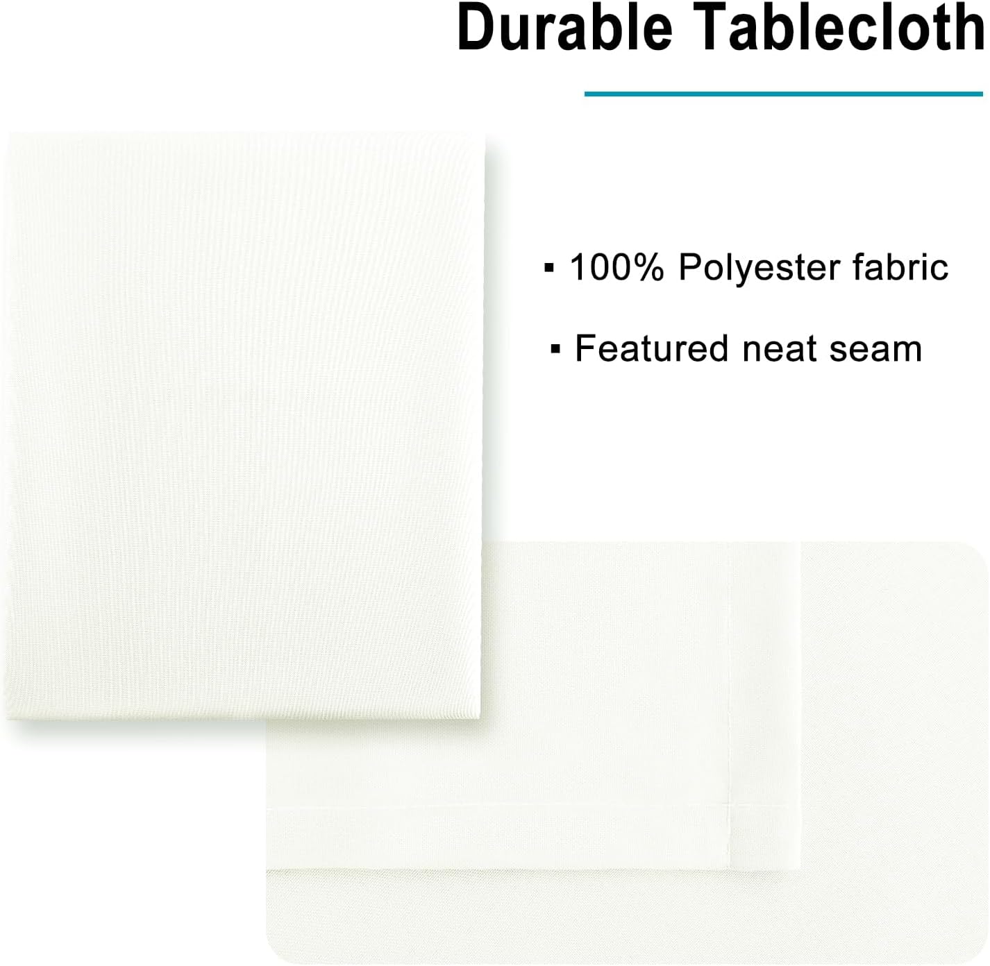 Hiasan Ivory Tablecloth for Rectangle Tables - Waterproof and Spillproof Washable Fabric Table Cloth for Dining Room Kitchen, 30 x 60 Inch
