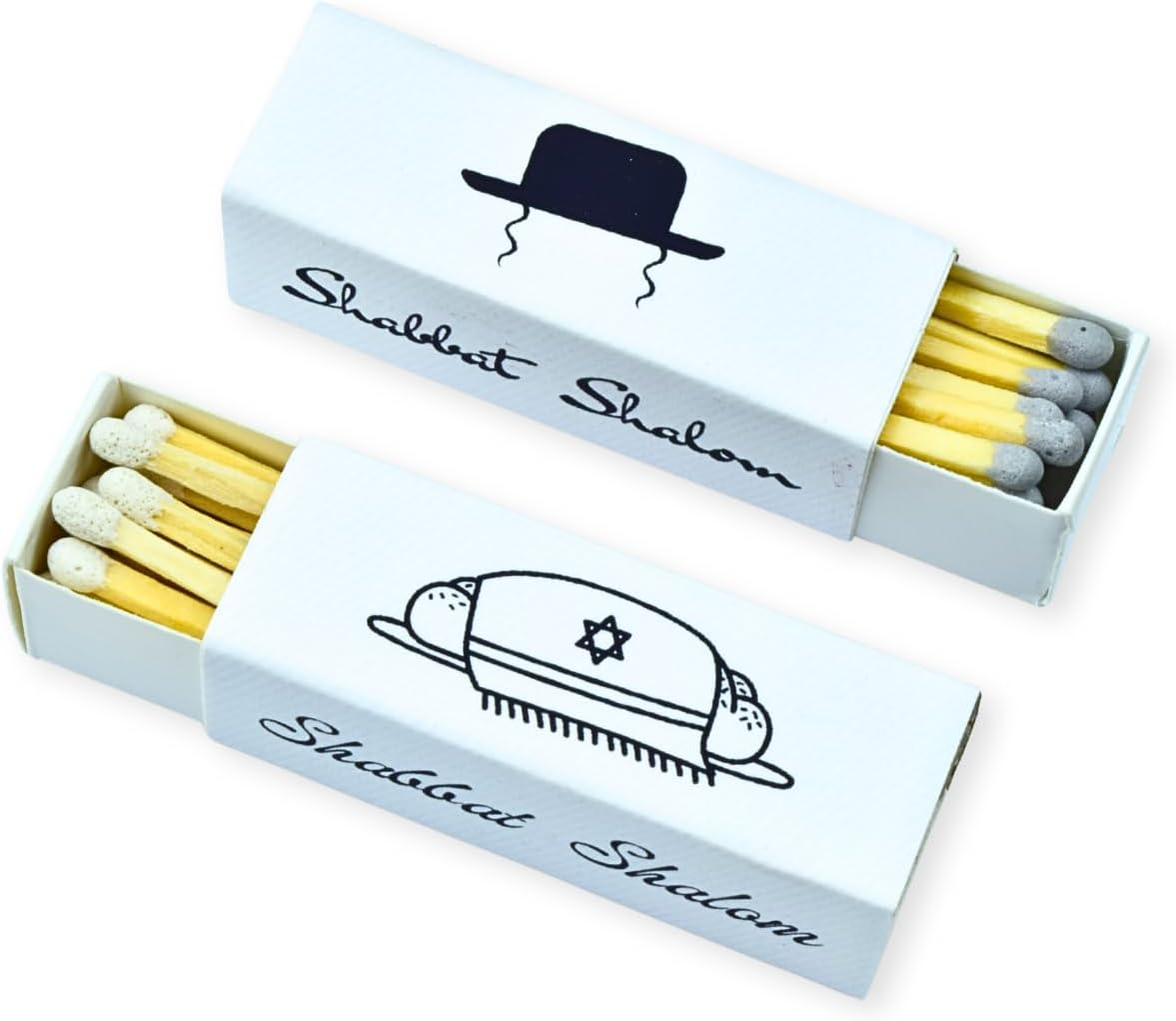 Customizable Personalized Matchboxes – Set of 10 – Shabbat Shalom Design – Colorful Matches & Matchsticks – Perfect for Shabbat (2" Matchsticks, Shabbat #1)