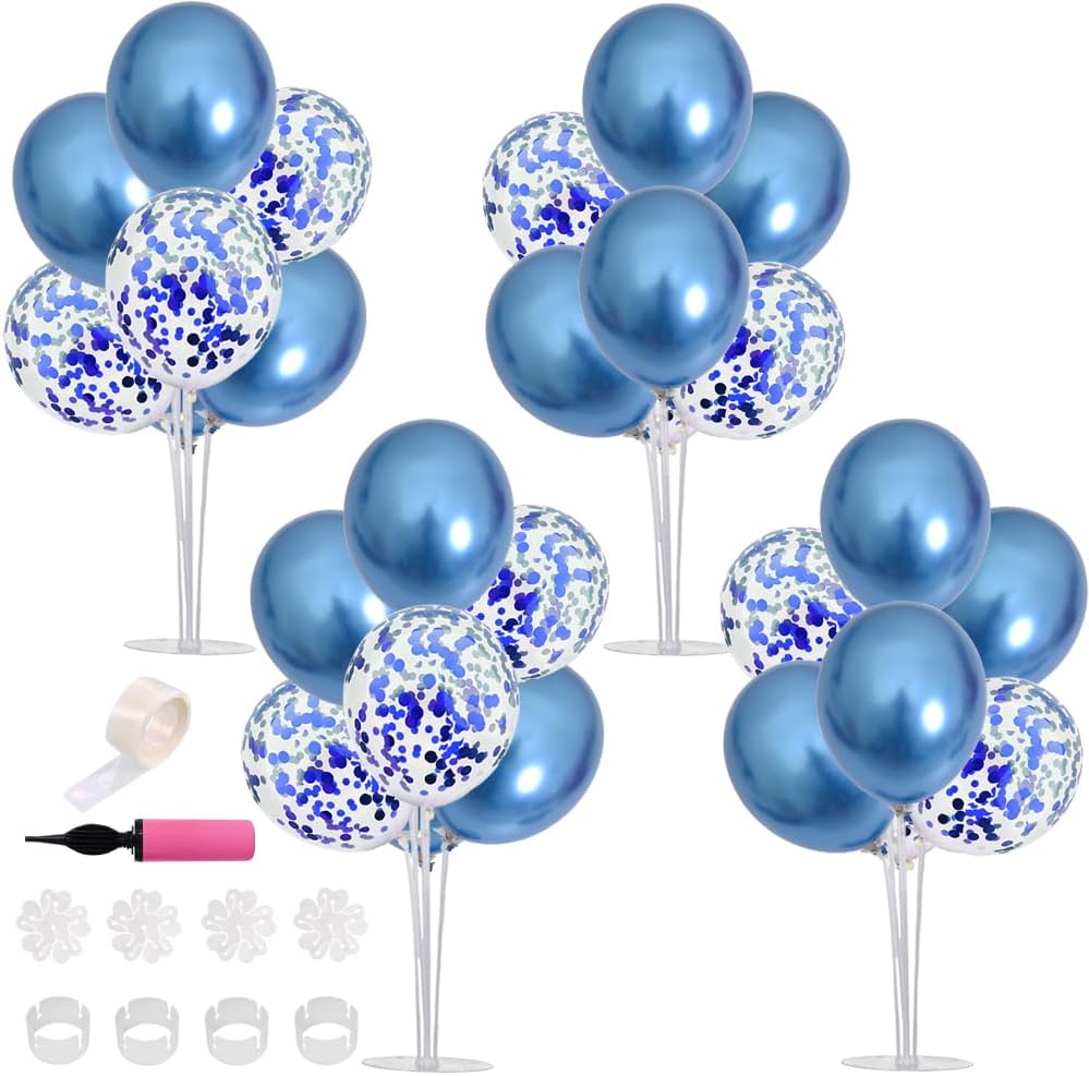 TONIFUL Blue Balloon Stand Centerpiece Table Decoration for Blue Party Decorations,Father's Day,Birthday Decorations,Men's Birthday,Balloon Arch Stand Class of 2025 Graduation (4 set)
