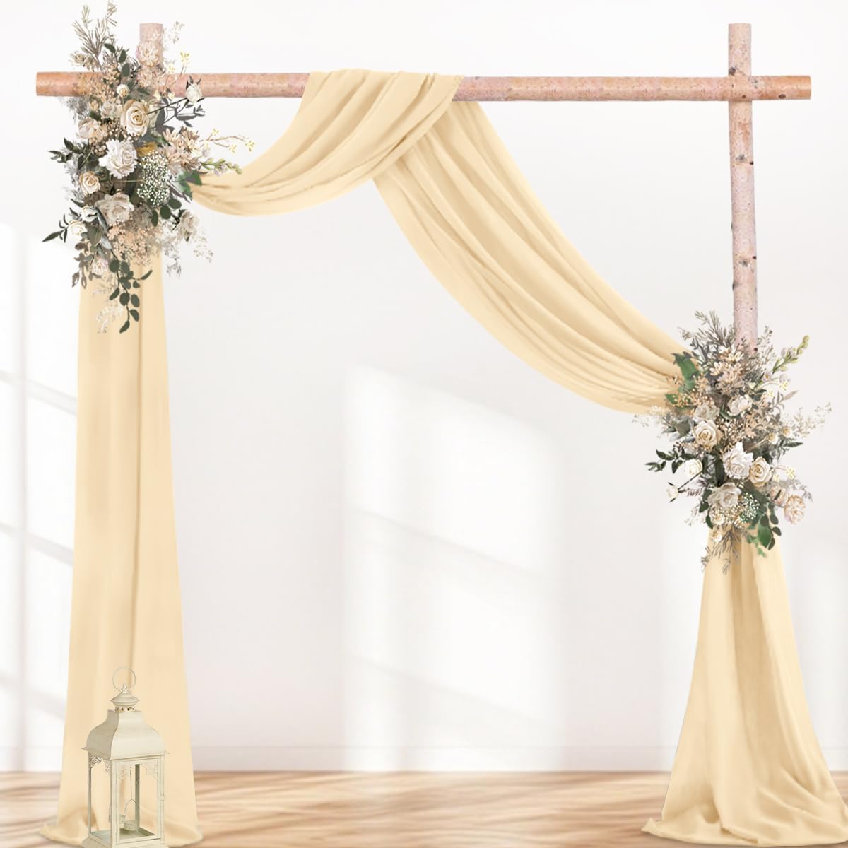 Champagne Wedding Arch Draping Fabric 1 Panel 29" × 20FT Sheer Drapes Outdoor Curtain for Wedding Ceremony Baby Bridal Shower Arch Ceiling Backdrop Decor