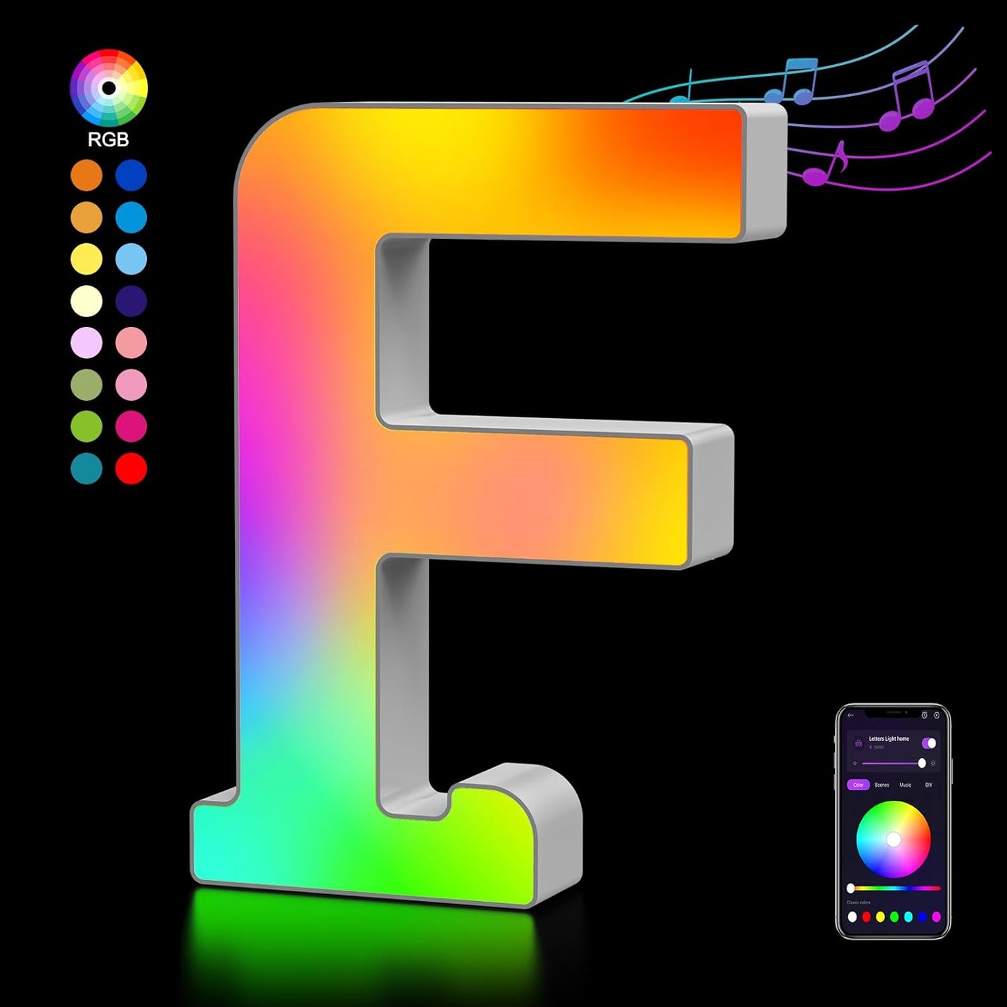 OJQ Light Up Letters LED Letter - Marquee Letters Room Decor Alphabet Letter Music Sync Color Change Colorful - Christmas Birthday Gifts for Girl - Teen Girls Gifts Party Home Wall Decor