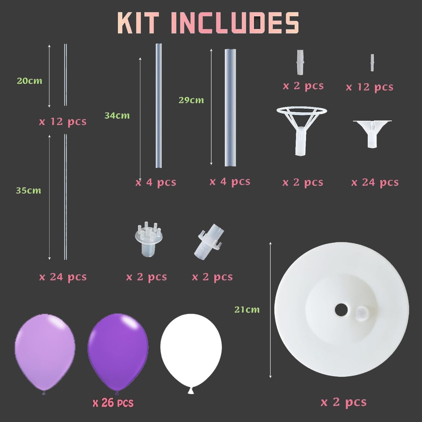 Balloon Column Kit for Floor- Set of 2,Balloon Columns with Stand, Base and Pole,Balloon Tower Backdrop Decoration for Wedding, Baby Shower, Birthday Party, or Bachelorette Parties (Purple White)