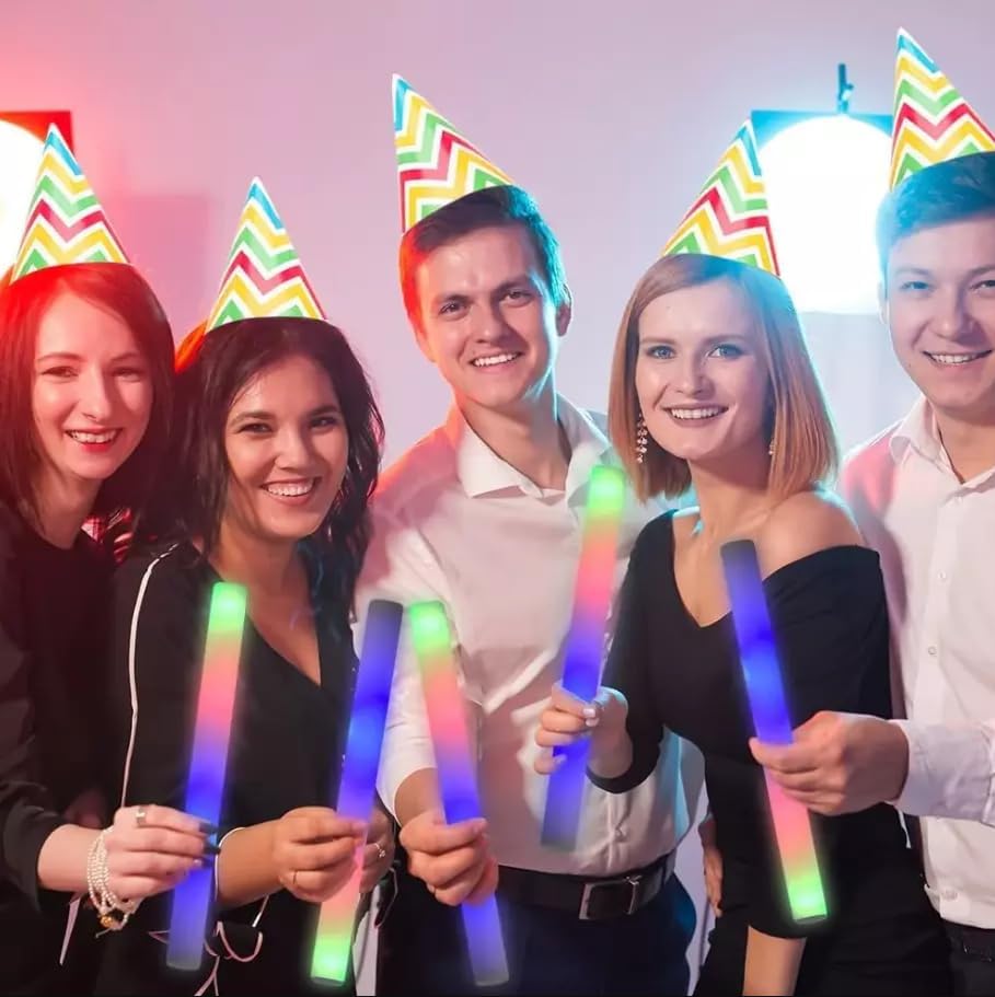 Super Z Outlet Upgraded Light up Foam Sticks, 3 Modes Colorful Flashing LED Strobe Stick for Party, Concert and Event (12)