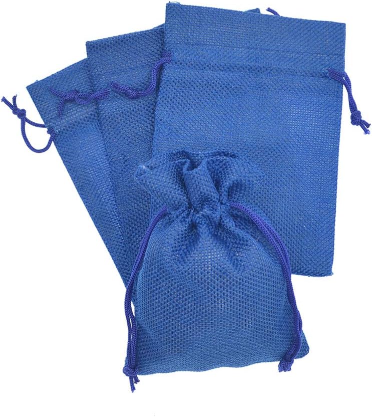 20pcs Burlap Gift Bags, 2.7 x 3.5 inch Linen Favor Drawstring Bags, Jute Baby Shower Wedding Jewelry Candy Packing Pouches (Royal Blue)