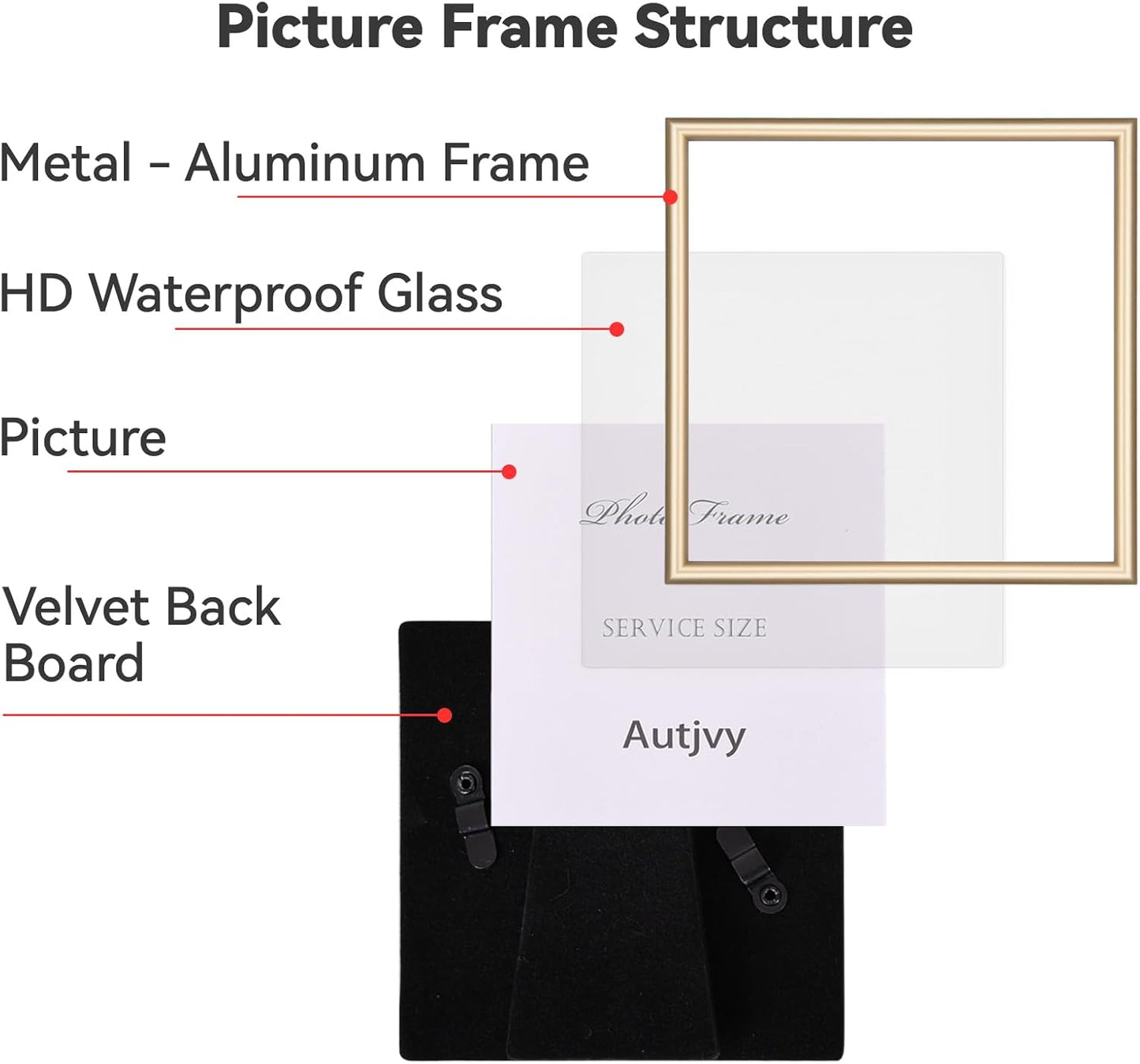 6x6 Picture Frame Set of 2, Brass Modern Thin Aluminum Metal Square Photo Frame with HD Glass, Display for Tabletop and Wall, 2 Pack