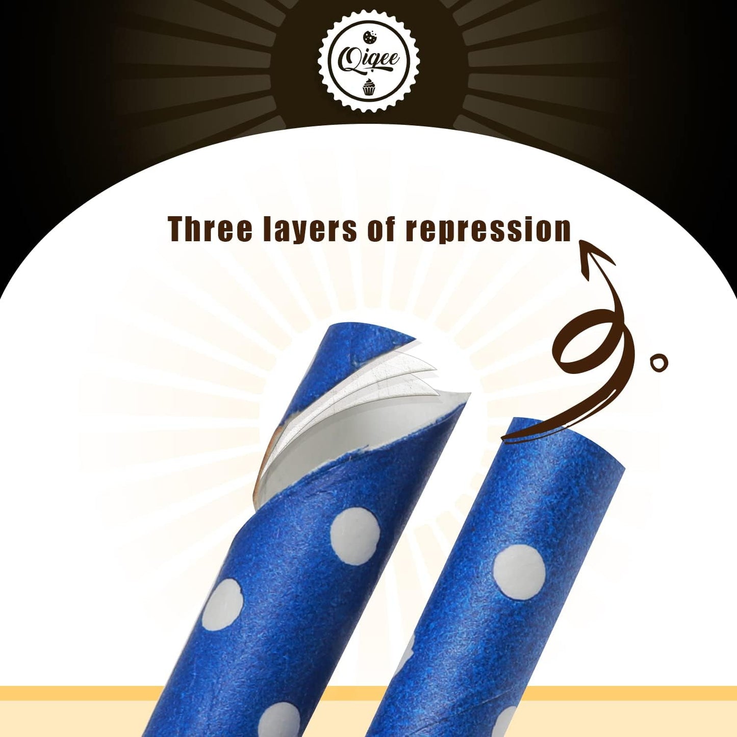 Blue Paper Straws 150pcs Disposable Bulk(10 Pattern) qiqee