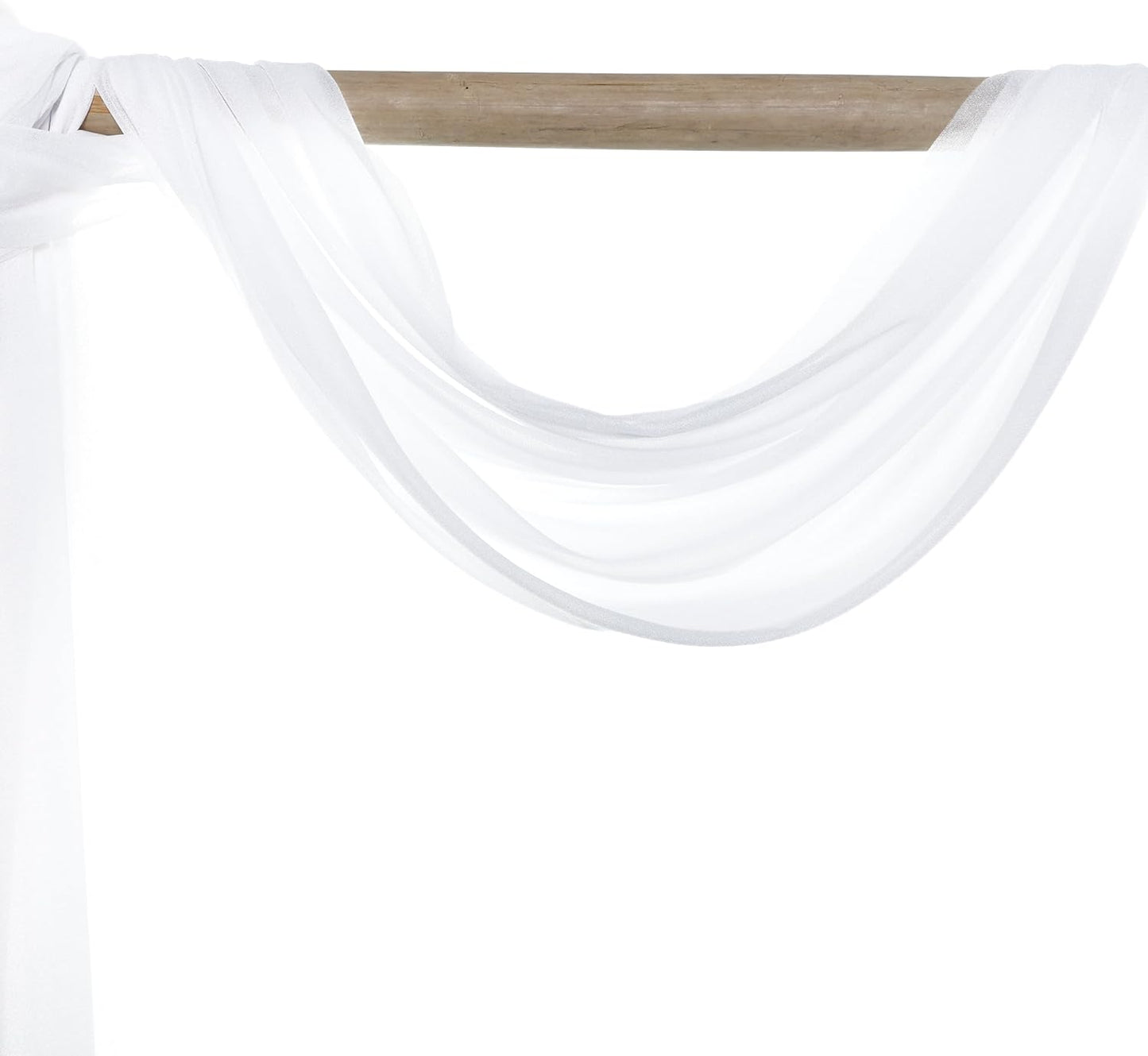 VDS Pack of 1 Panel (30 Inch X 40 Feet) Wedding Arch Draping Fabric Sheer Chiffon Fabric Drapery for Wedding Ceremony Reception Swag Backdrop Canopy Chuppah ARBO Altars Decoration (White)