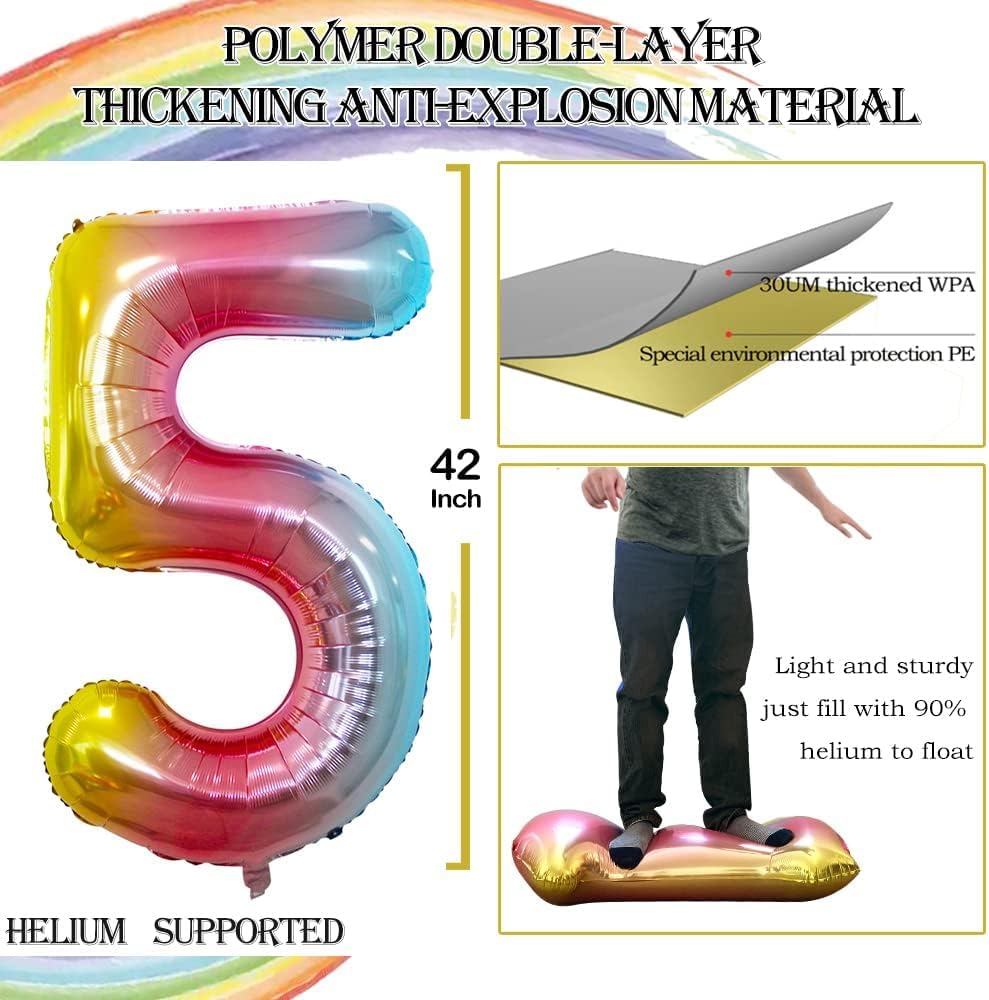 GOER Gold Foil Balloons Number 5,Huge Number Balloons for 5th 15th 25th 35th 45th Birthday Party Supplies Anniversary Decorations (3 pcs,42 inch,32 inch,16inch)