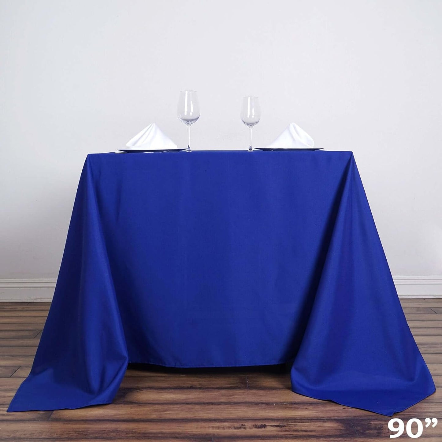 Efavormart 90" Royal Blue Wholesale Linens Polyester Square Linen Tablecloth for Kitchen Dining Catering Wedding Birthday Events