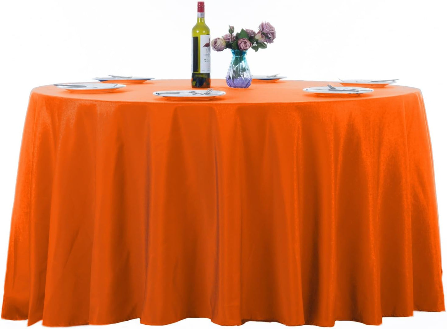 Ascoza 2pack 108 Inch Orange Round Tablecloth in Washable Polyester Fabric for Wedding/Banquet/Restaurant/Parties