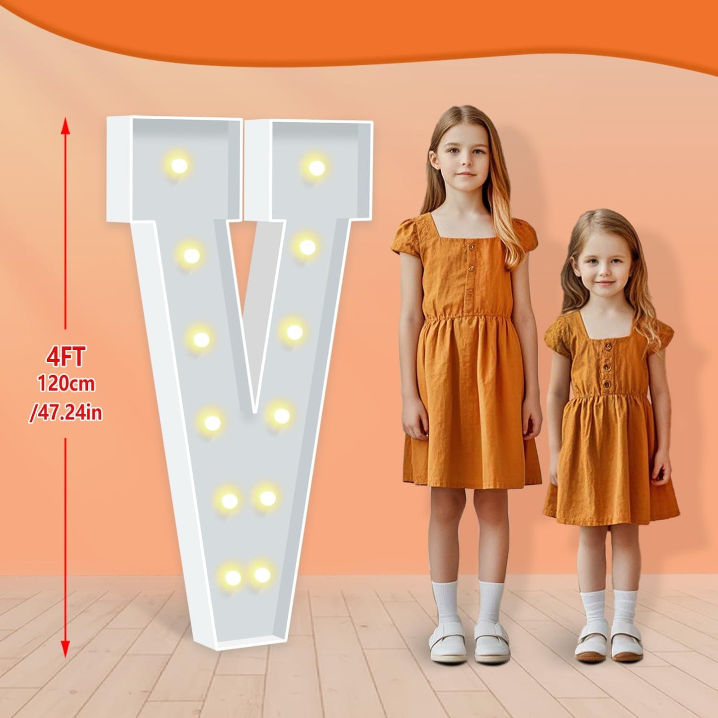 4FT Marquee Letters, Mosaic Large Letters V for Birthday Party, Light Up Letter for Wedding Backdrop Decoration Anniversary Baby Shower Day Decor, Pre-Cut Big Foam Board Frame Kit