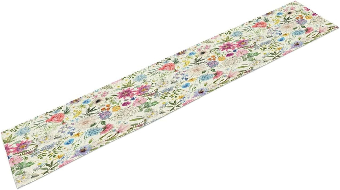 Floral Table Runner Watercolor Peony Rose Flower Kitchen Table Decoration for Indoor and Outdoor Wedding Party 13x36 Inch