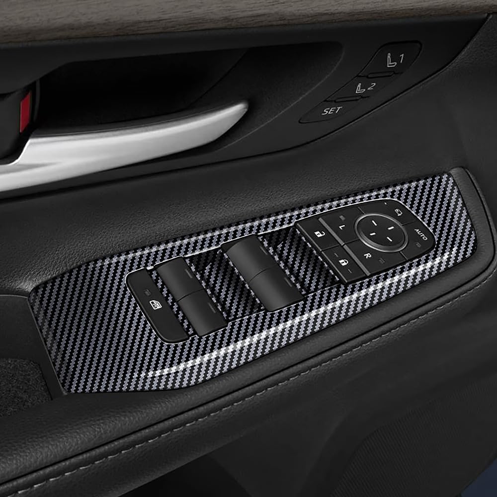 4pcs Carbon Fiber Style Front Rear Doors Window Glass Lift Switch Panel Cover Decorative Sticker Protection Car Interior Accessories for 2024-2025 Toyota Grand Highlander KT18