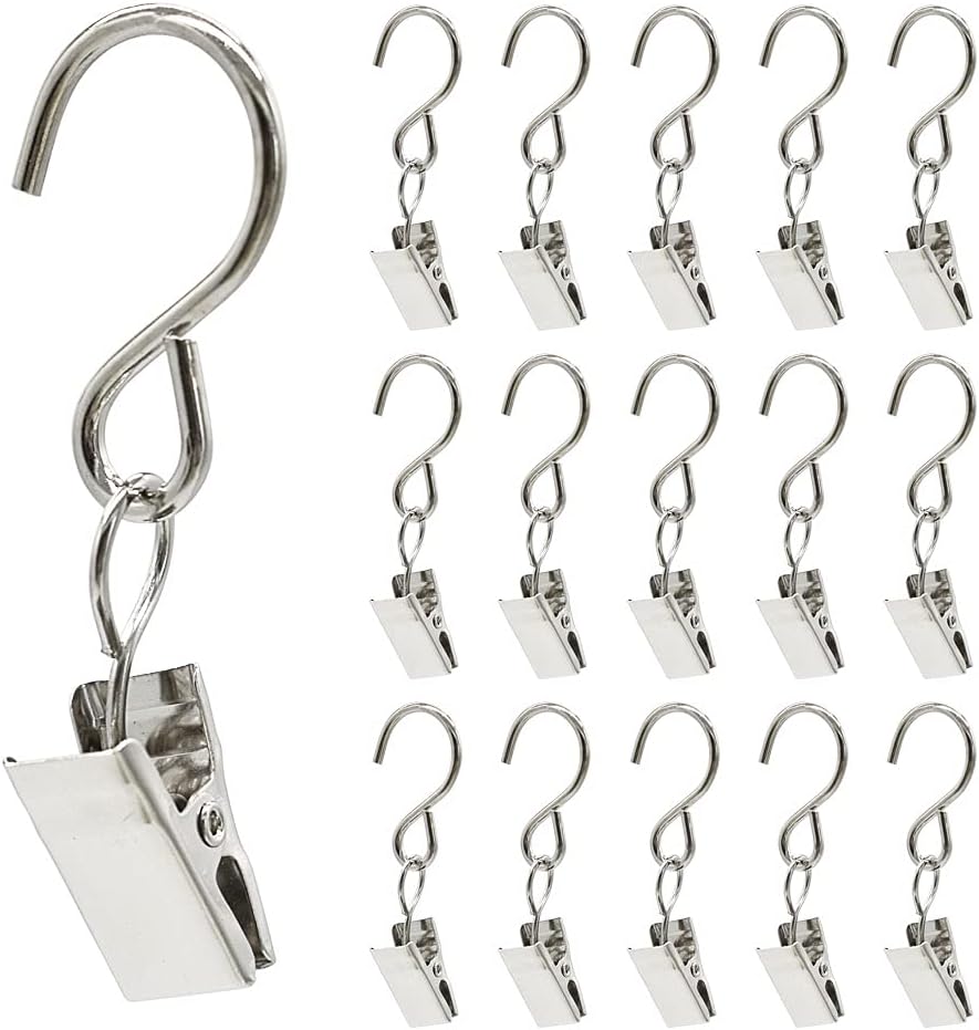 50 Pack Curtain Clip String Hanger Outdoor Indoor Photo Hook Stainless Steel Hook Silver (Silver)