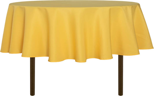 sancua Round Tablecloth - 60 Inch - Water Resistant Spill Proof Washable Polyester Table Cloth Decorative Fabric Table Cover for Dining Tables, Buffet Parties and Camping, Yellow