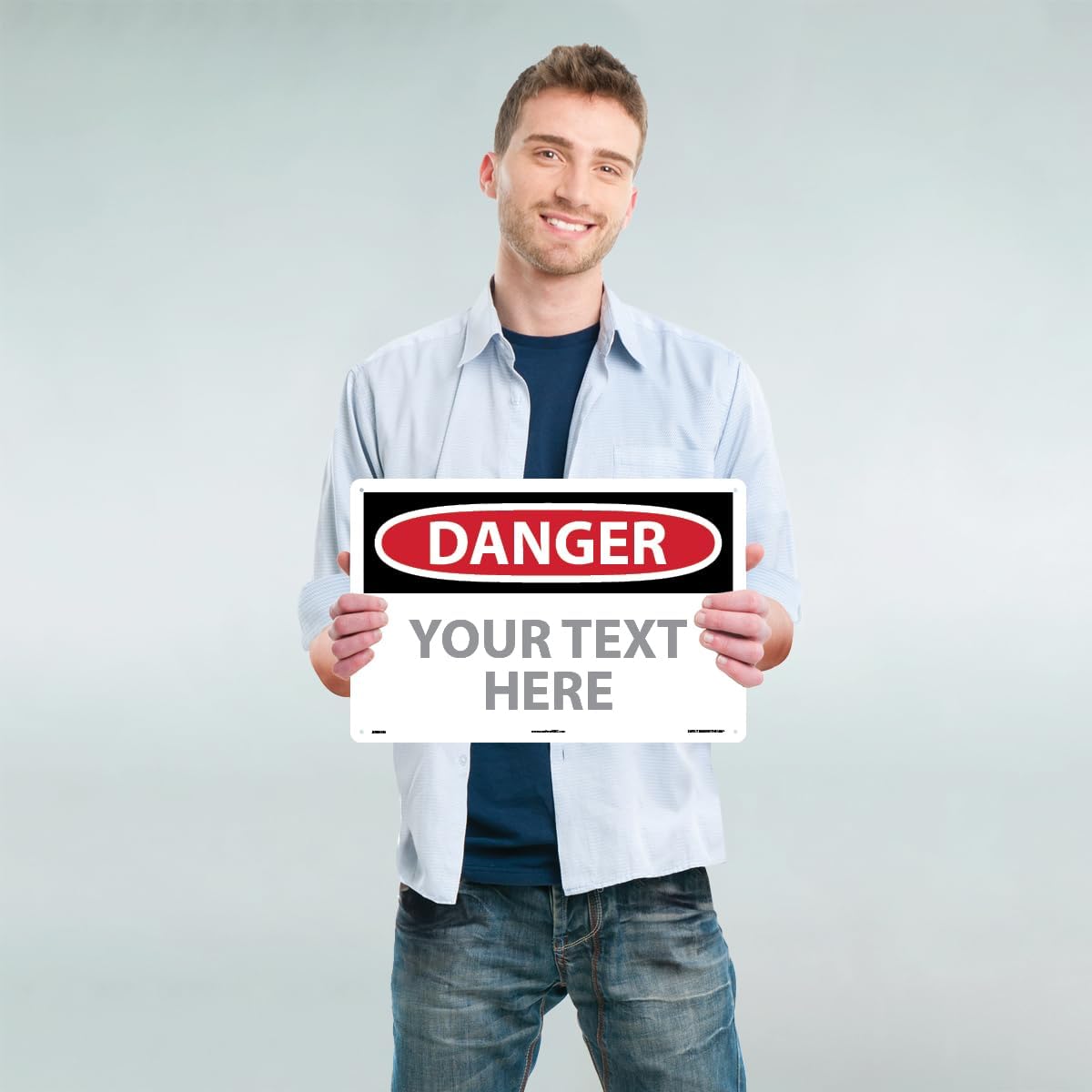 Custom OSHA Style Danger Sign 12" x 18" Aluminum Sign, Customizable "Your Text Here", by AccuformNMC Made in USA