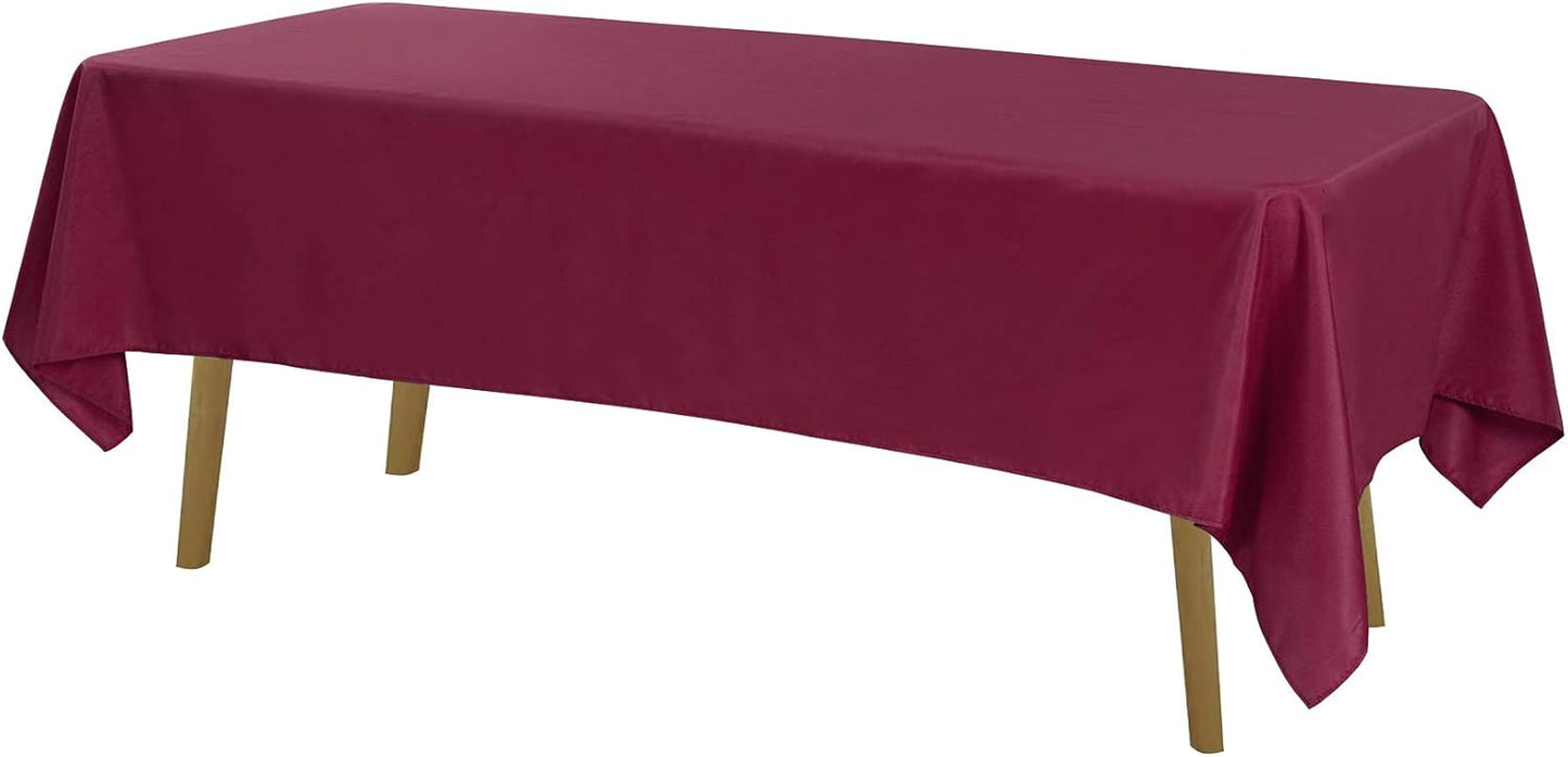 Rectangle Tablecloth 60x102 inch Washable Polyester Fabric Table Cloth for Wedding Party Dining Banquet Decoration（60x102, Burgundy）