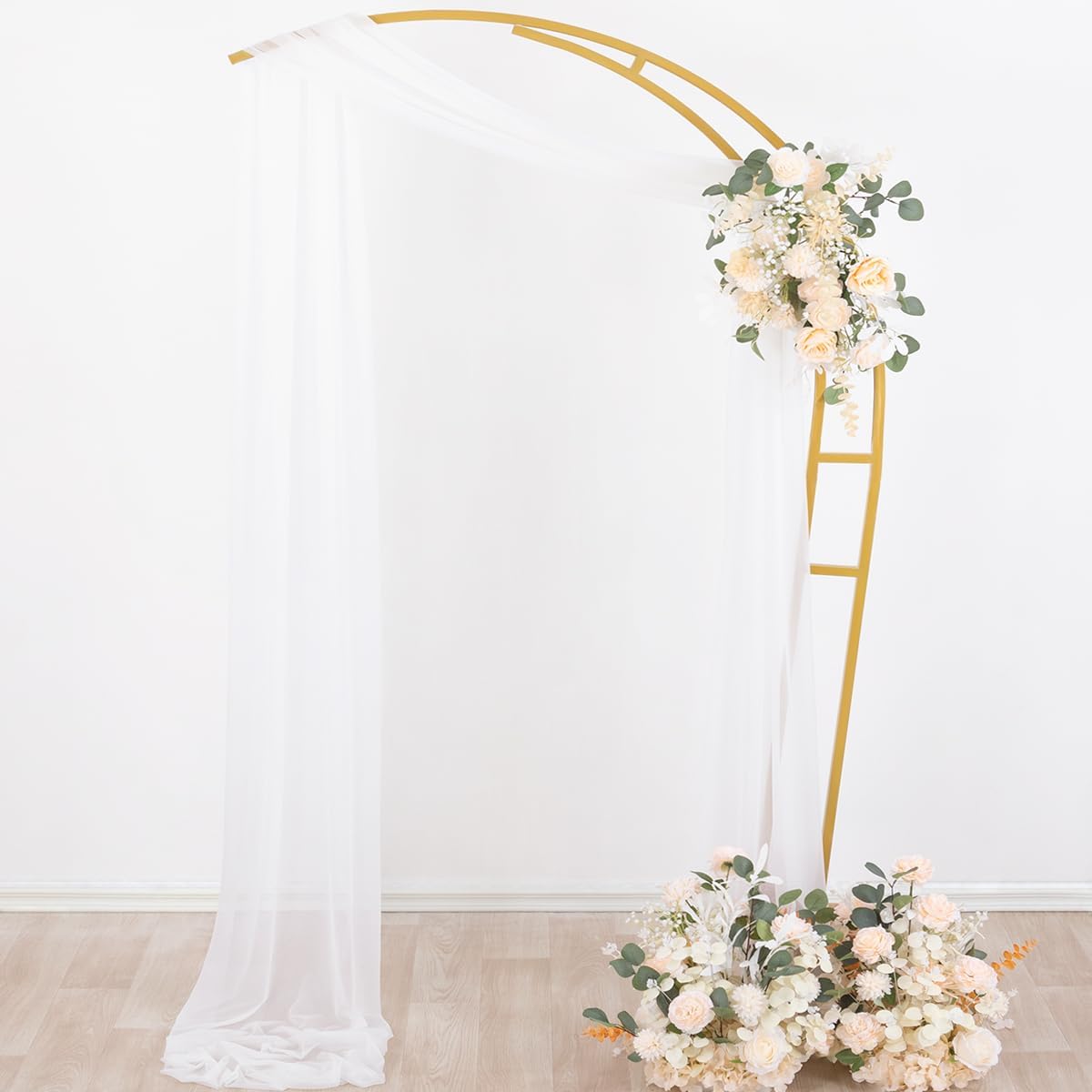 Socomi White Sheer Wedding Arch Draping Fabric 29" x 20Ft 2 Panels Outdoor Curtain Drapes Extra Long for Bridal Baby Shower Ceremony Birthday Party Decor