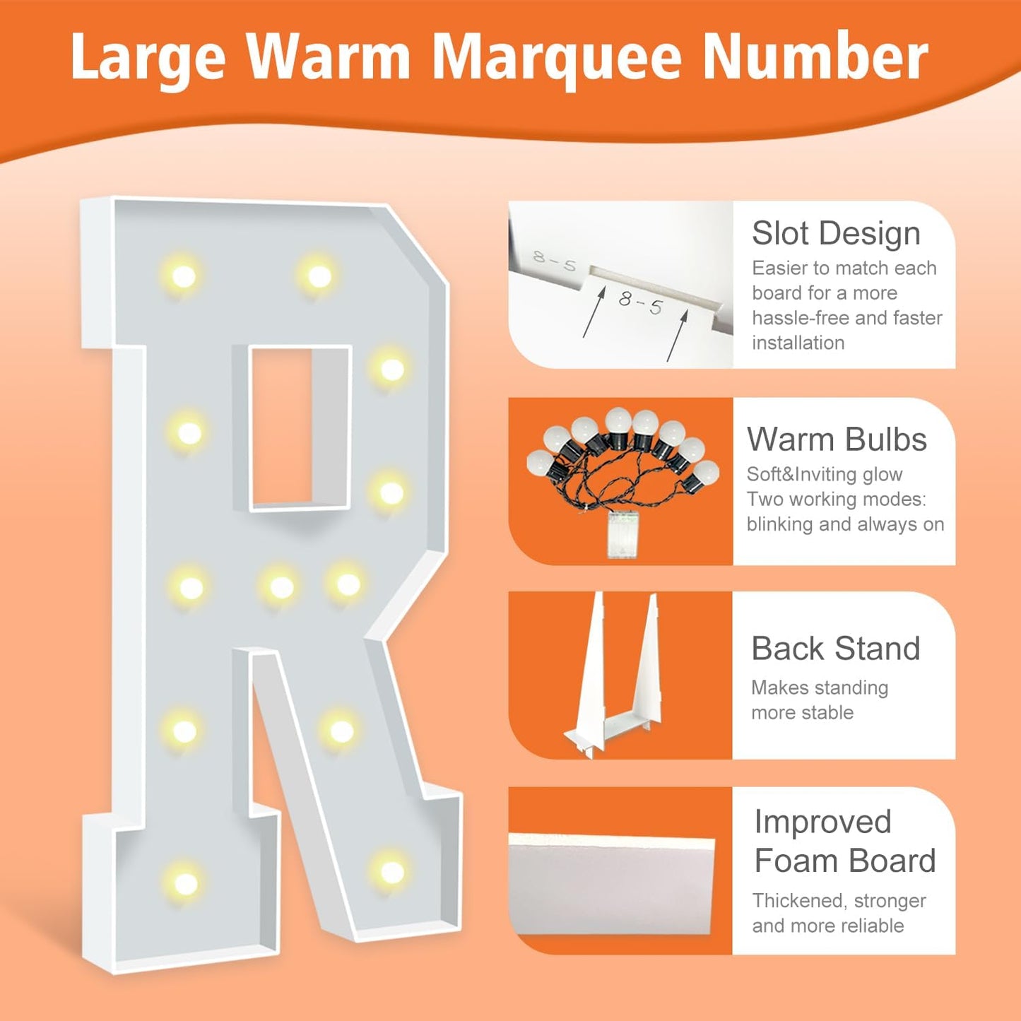 4FT Marquee Letters R, Large Marquee Light Up Letters, Mosaic Balloon Frame Letter for Engagement Wedding Decorations Birthday Party Backdrop Decor, Balloon Arch Kit