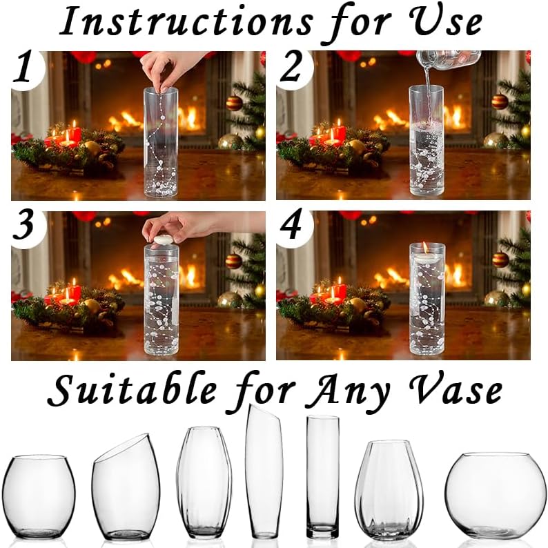 50pcs Pearls String Beads of Pearls, 10+5mm Bright Gold Artificial Pearl String for Floating Candles Centerpieces, Vase Filler, Wedding Centerpiece Christmas Party Decor