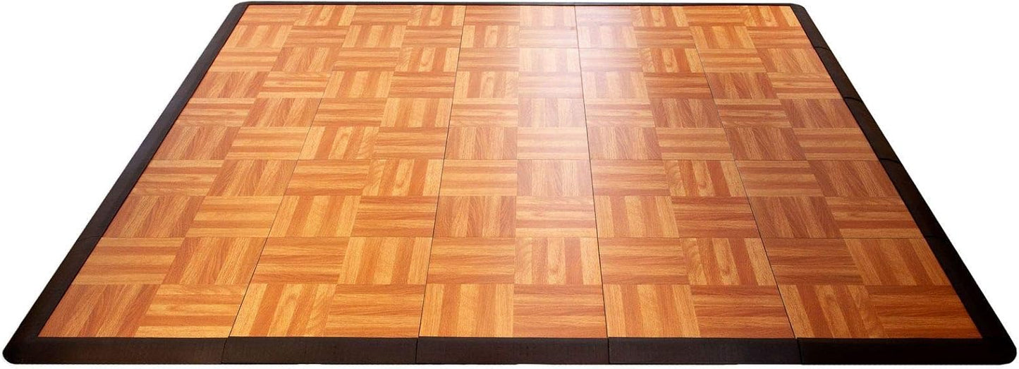 Big Floors 5X5OAKFLOOR Interlocking Lightweight Plastic Modular Dance Floor Kit (5' x 5'), Oak, 45 Piece