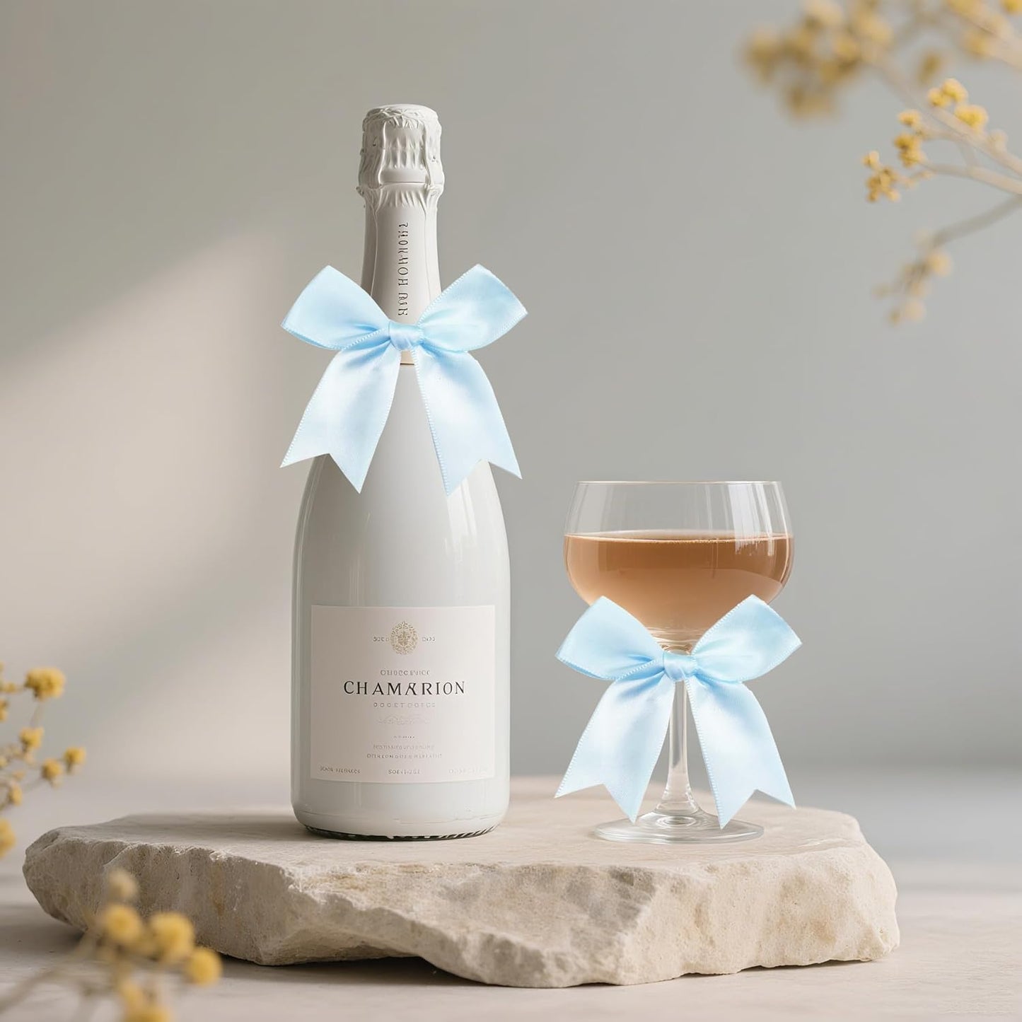 50 Pieces Gift Wrap Bows Premium Satin Ribbon Bows 3.3 Inch Craft Bows for Gift Wrapping DIY Treat Bags Holiday Gifts Bag Party Decorations, Wedding Decor Christmas Birthday Presents (Light Blue)