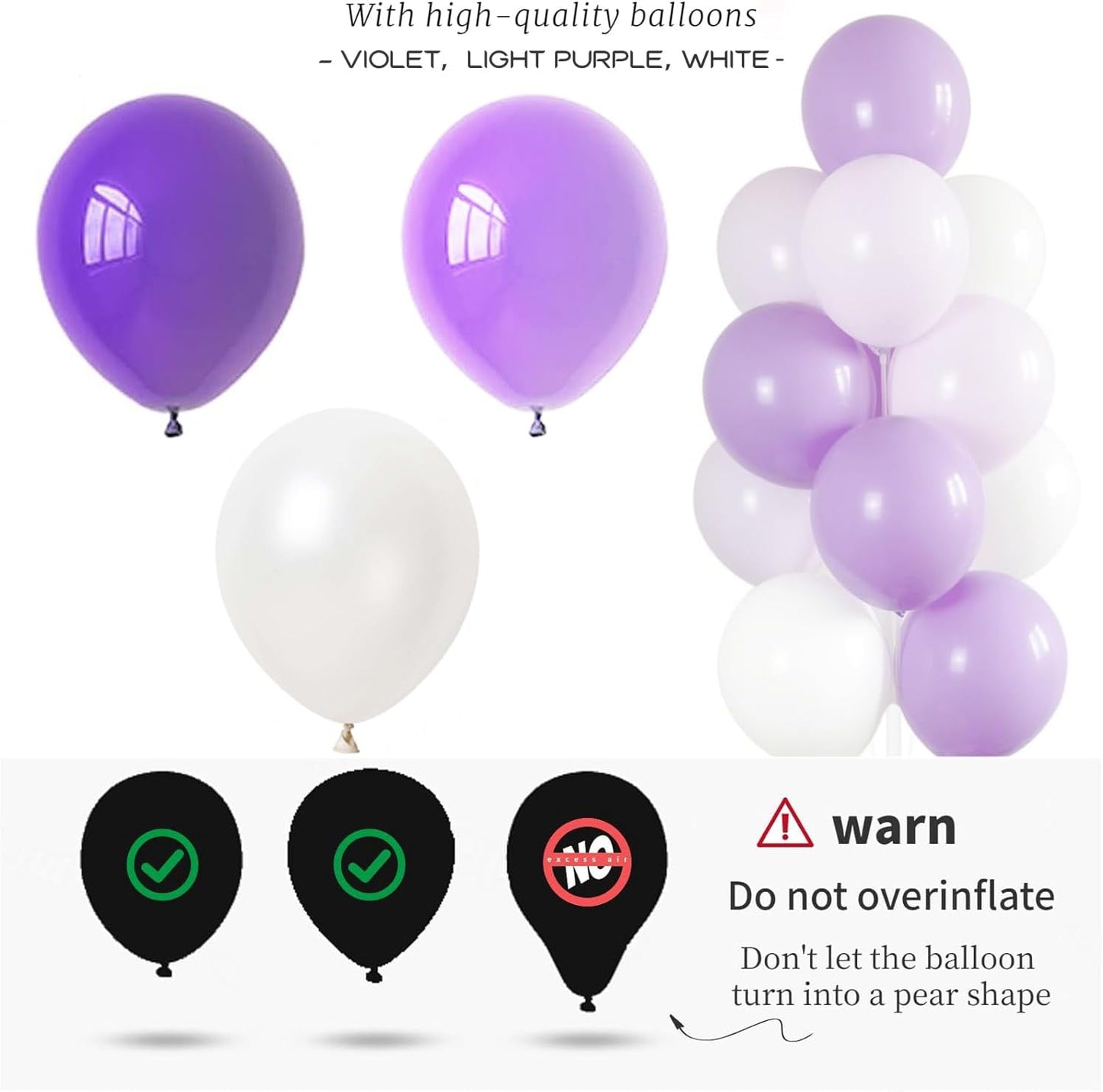 Balloon Column Kit for Floor- Set of 2,Balloon Columns with Stand, Base and Pole,Balloon Tower Backdrop Decoration for Wedding, Baby Shower, Birthday Party, or Bachelorette Parties (Purple White)