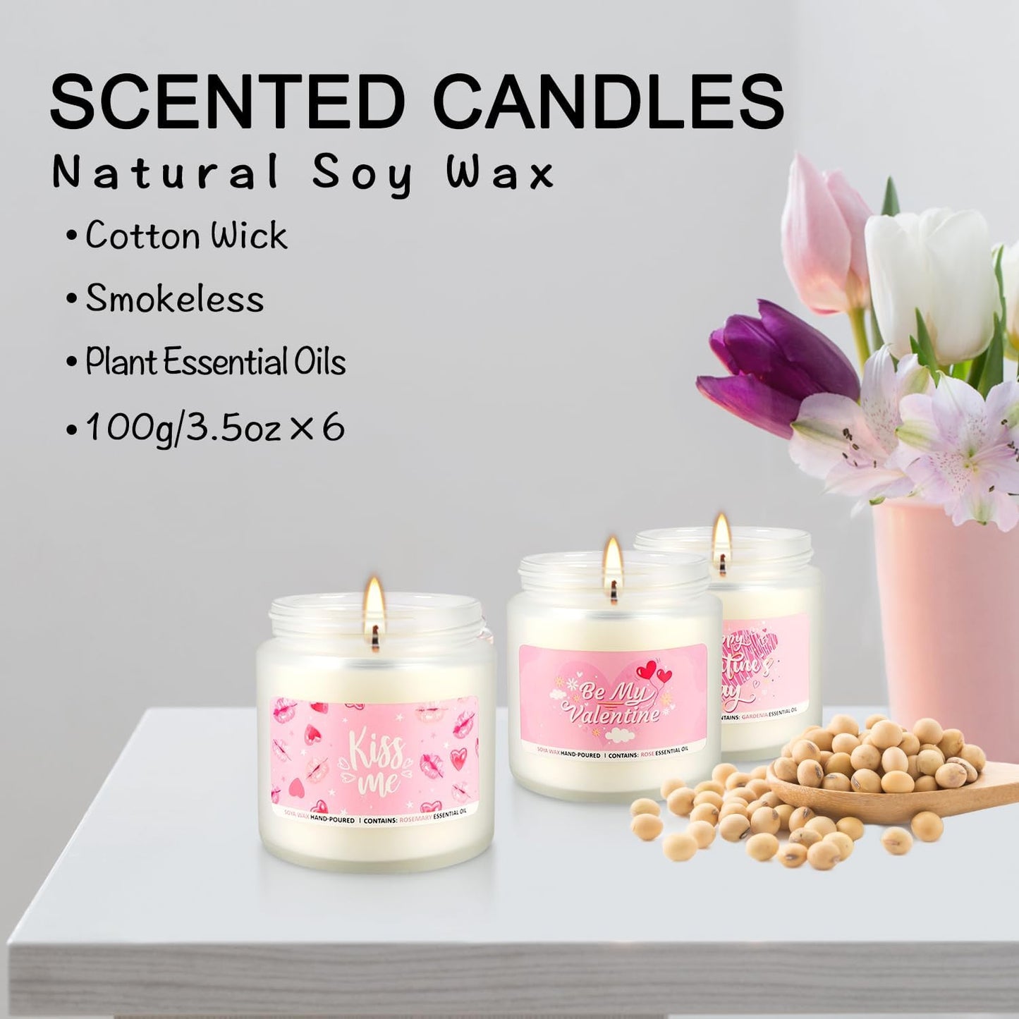 Candle Gifts,6pack Valentine's Scented Candle-Long Lasting Burning-Aromatherapy Candle for Men Husband Boyfriend,Romantic Gifts for Women, Girlfriend Wife,Mother,Home Decor,Anniversary