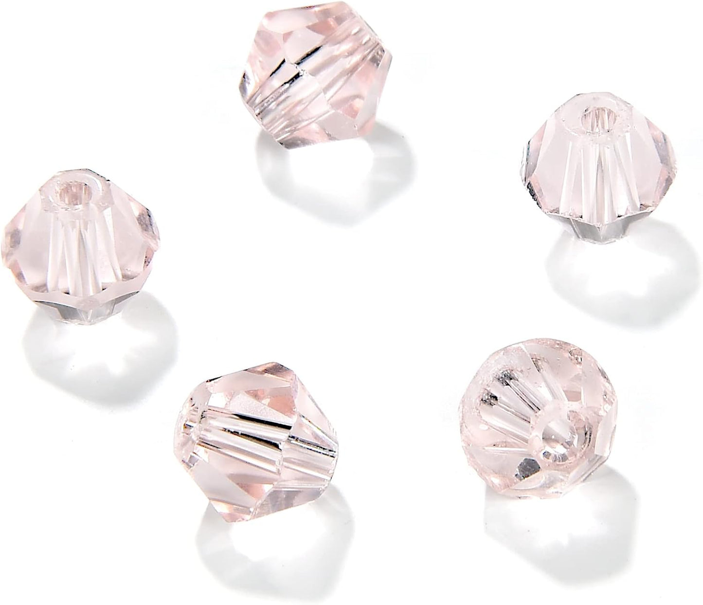 6mm Bicone 450Pcs Pink Crystal Glass Beads Faceted Bicone Shape Crystal Glass Spacer Beads for Bracelet Necklace Decorative Hand Jewelry Making (Pink, 6MM)