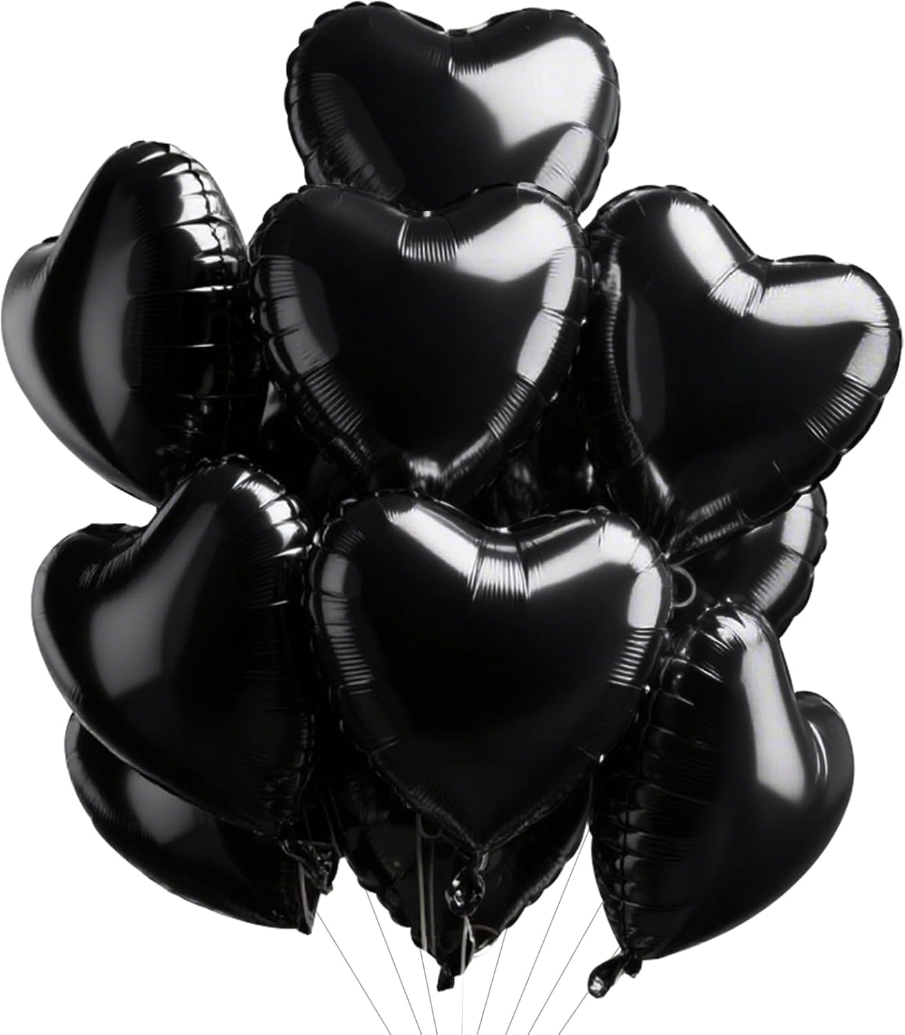 TONIFUL 15Pcs 18 Inch Black Heart Balloons Black Heart Shape Foil Mylar Balloons Decoration for Birthday Valentine's Day Wedding Bridal Shower Anniversary Engagement Party Supplies