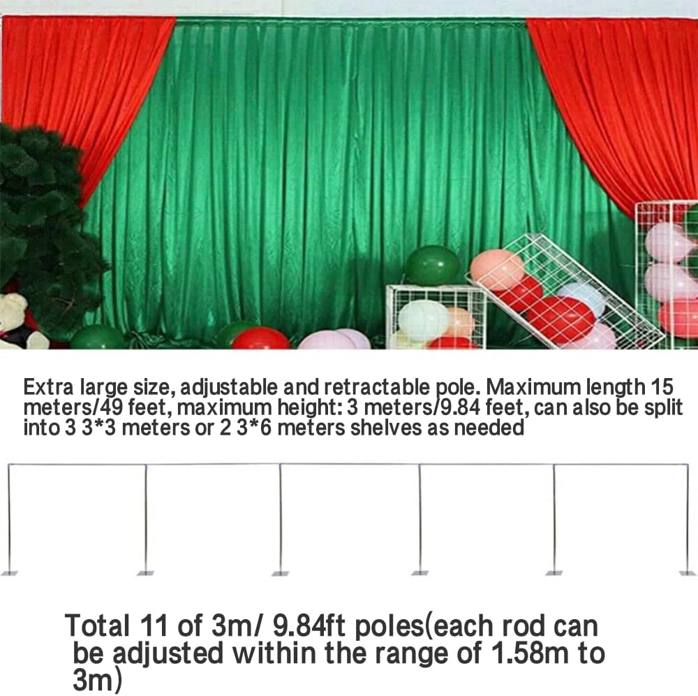 49ft*10ft Adjustable Telescopic Portable Pipe and Drape Backdrop Stand Kit Splitly, Heavy Duty Wedding Party Event Studio Photography Background Support System Trade Show Curtain Frame Stand
