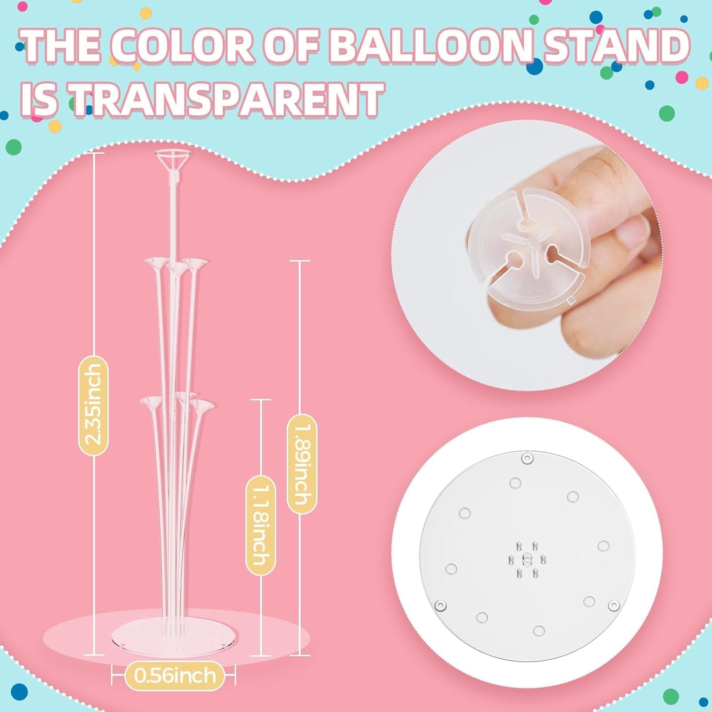 8 Set Balloon Stand Kit - Table Stands With Base, Easy Assembly Sticks, Reusable Holders for Baby Showers, Weddings, Birthdays, Party Decorations