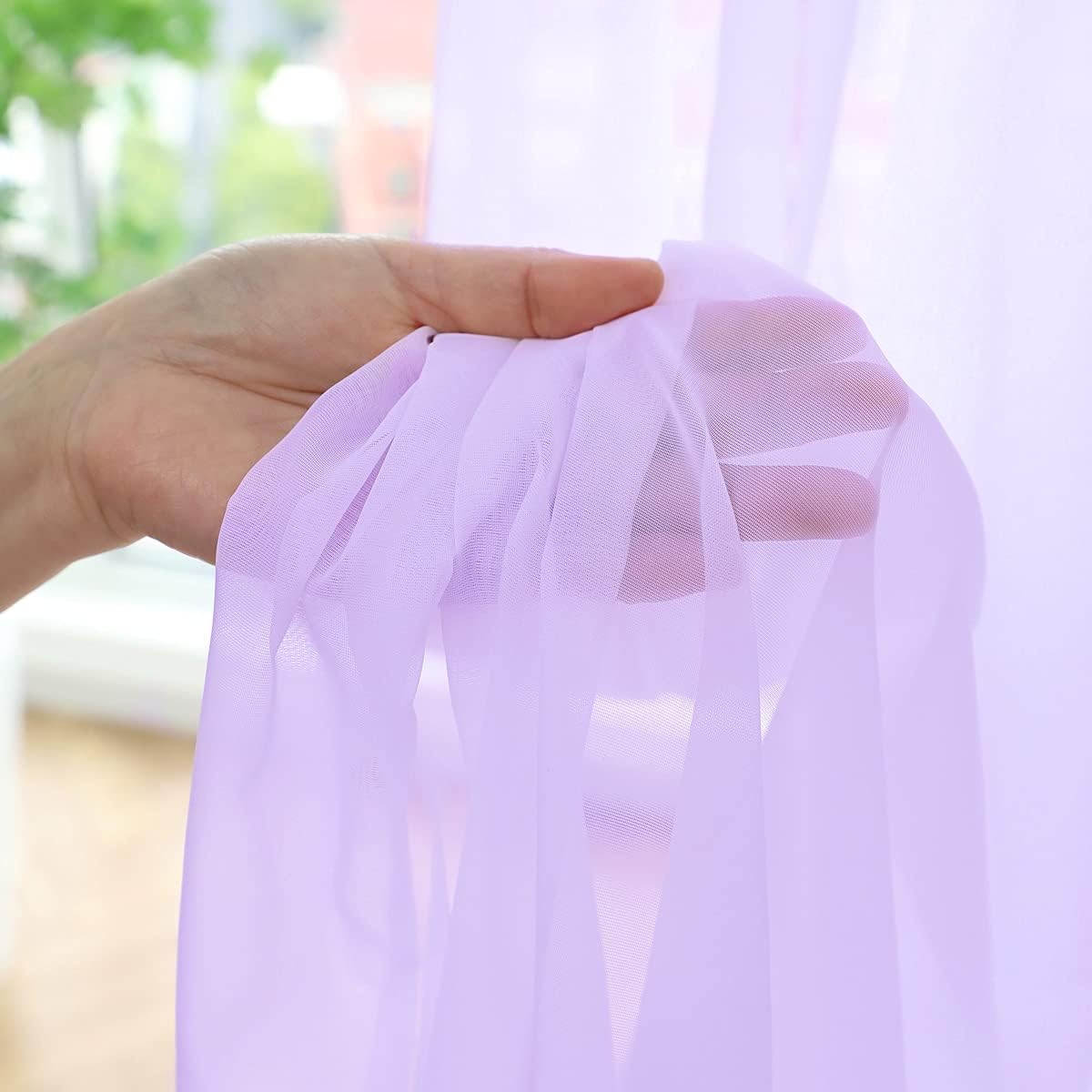 Window Purple Sheer Curtains 48 Inches Width 120 Inches Long 2 Panels Sheer Curtains Clear Curtains Basic Rod Pocket Panel for Home Living Room Bedroom Kids Room Yard Patio Parlor Sliding