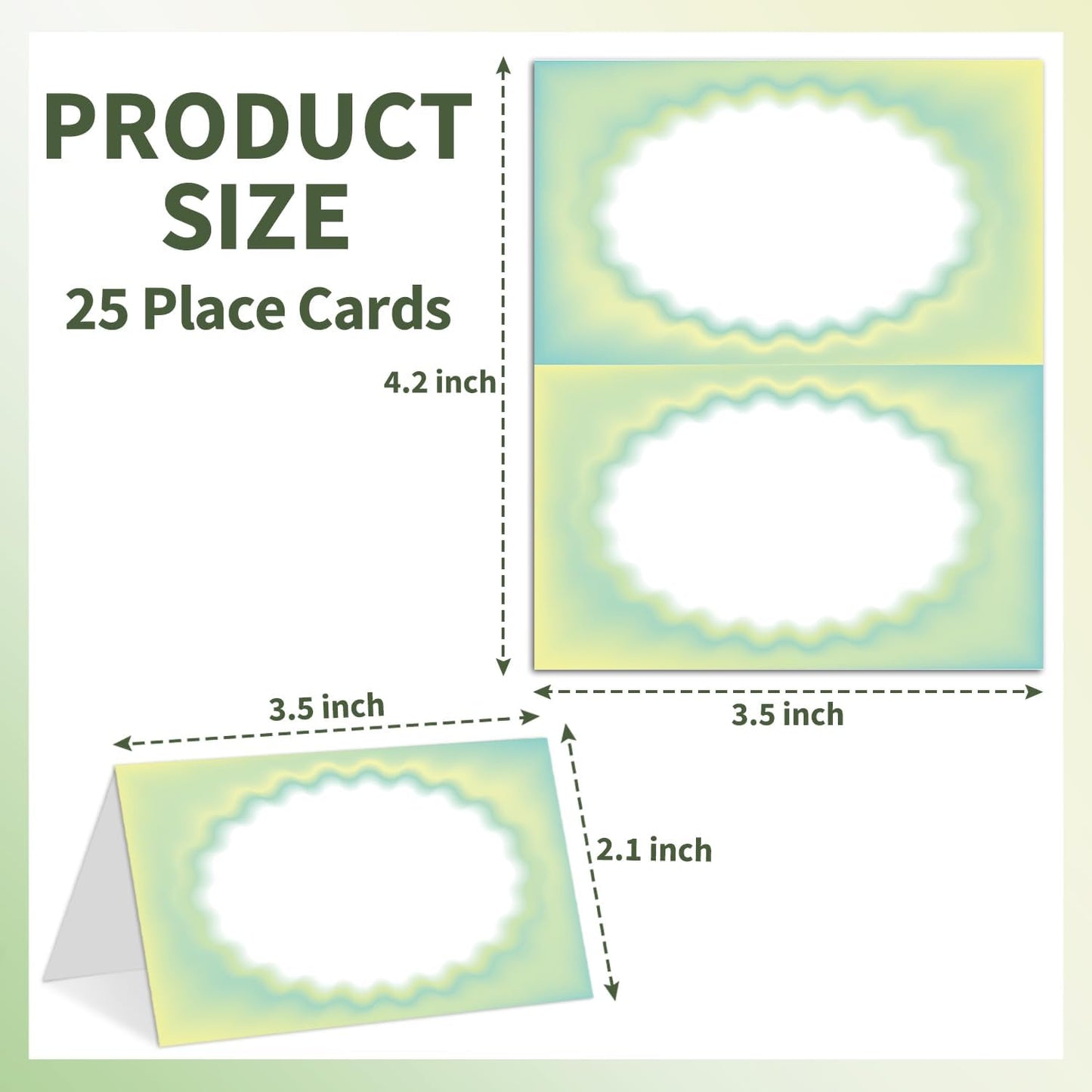 25 Color Gradient Place Cards for Table Seating, Colorful Wedding Name Place Card, Tent Cards for Birthday Baby Shower Bridal Shower Reception Dinner Party Decorations -A01