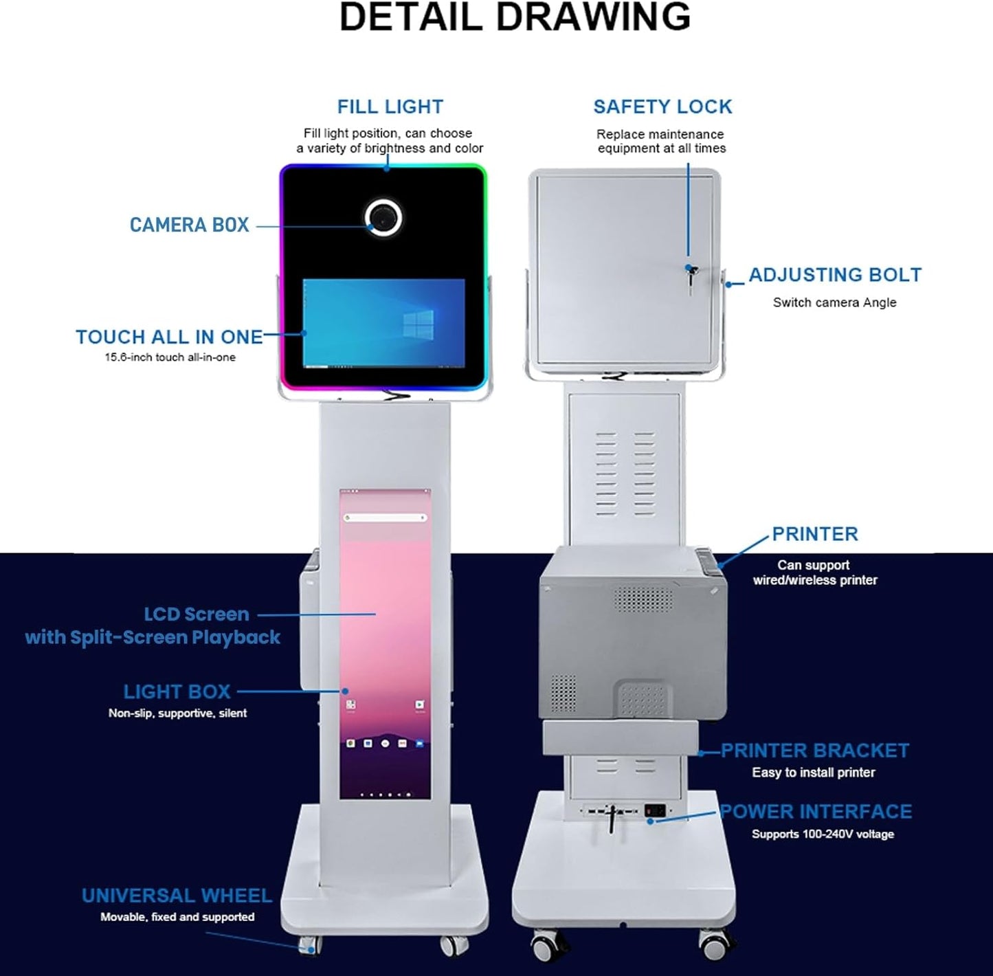 Portable Photo Booth with 15.6''and 29''LCD Touch Screen Selfie Photobooth Machine for Events Wedding Party Rental Christmas Flight Case (Machine+Camera)